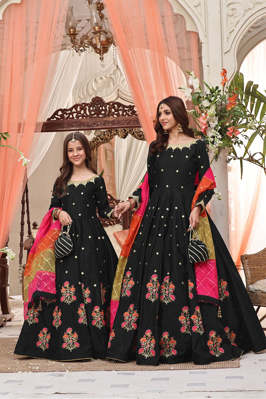 SANA'S red embroidered maxi dress Pakistan occasion wear