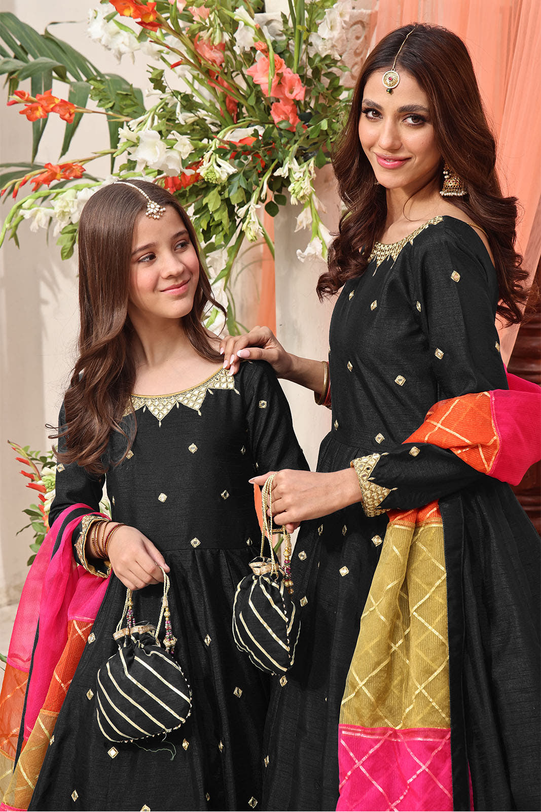 SANA'S red embroidered maxi dress Pakistan occasion wear