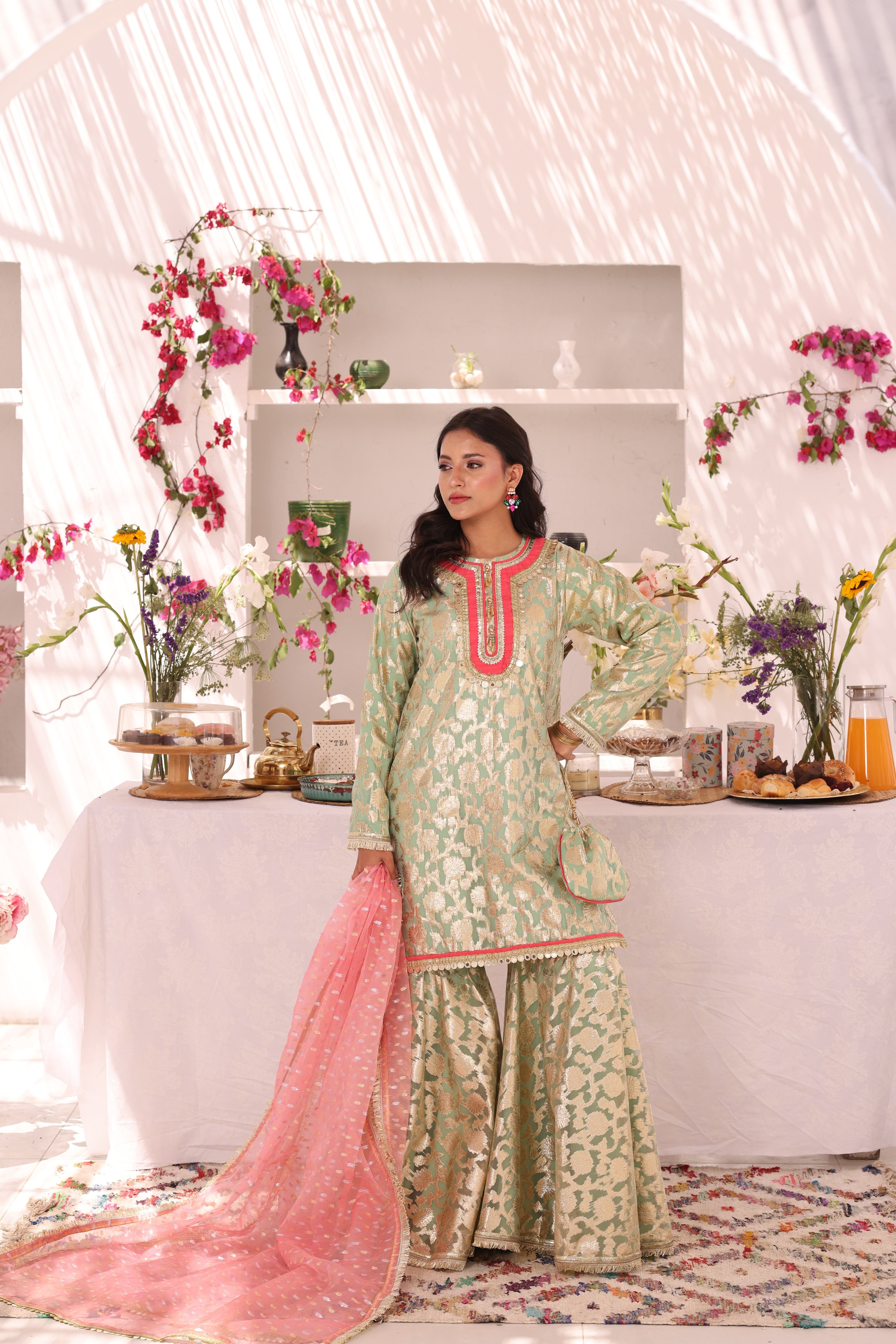 SANA'S organza gharara suit Pakistan occasion wear