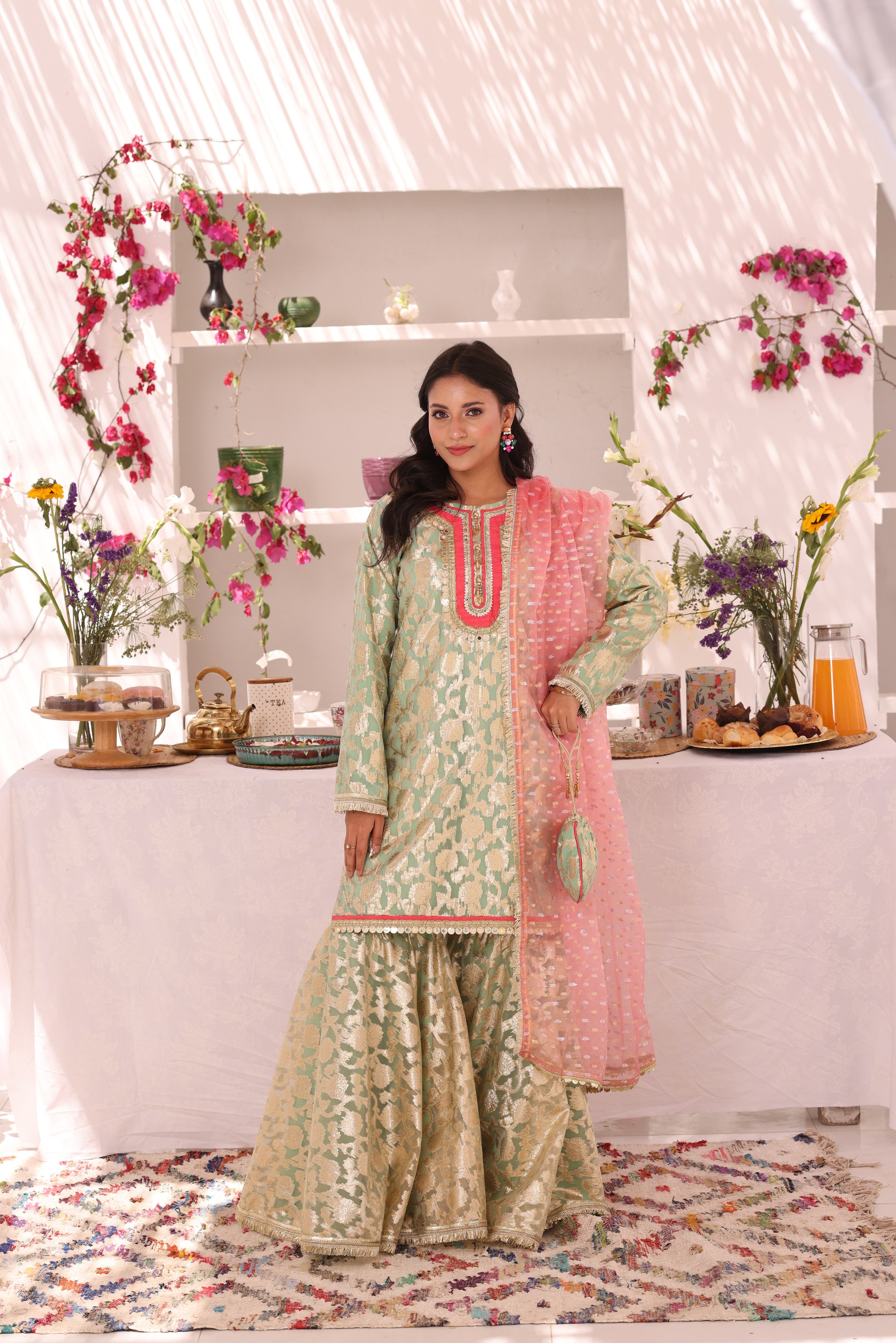 SANA'S organza gharara suit Pakistan occasion wear