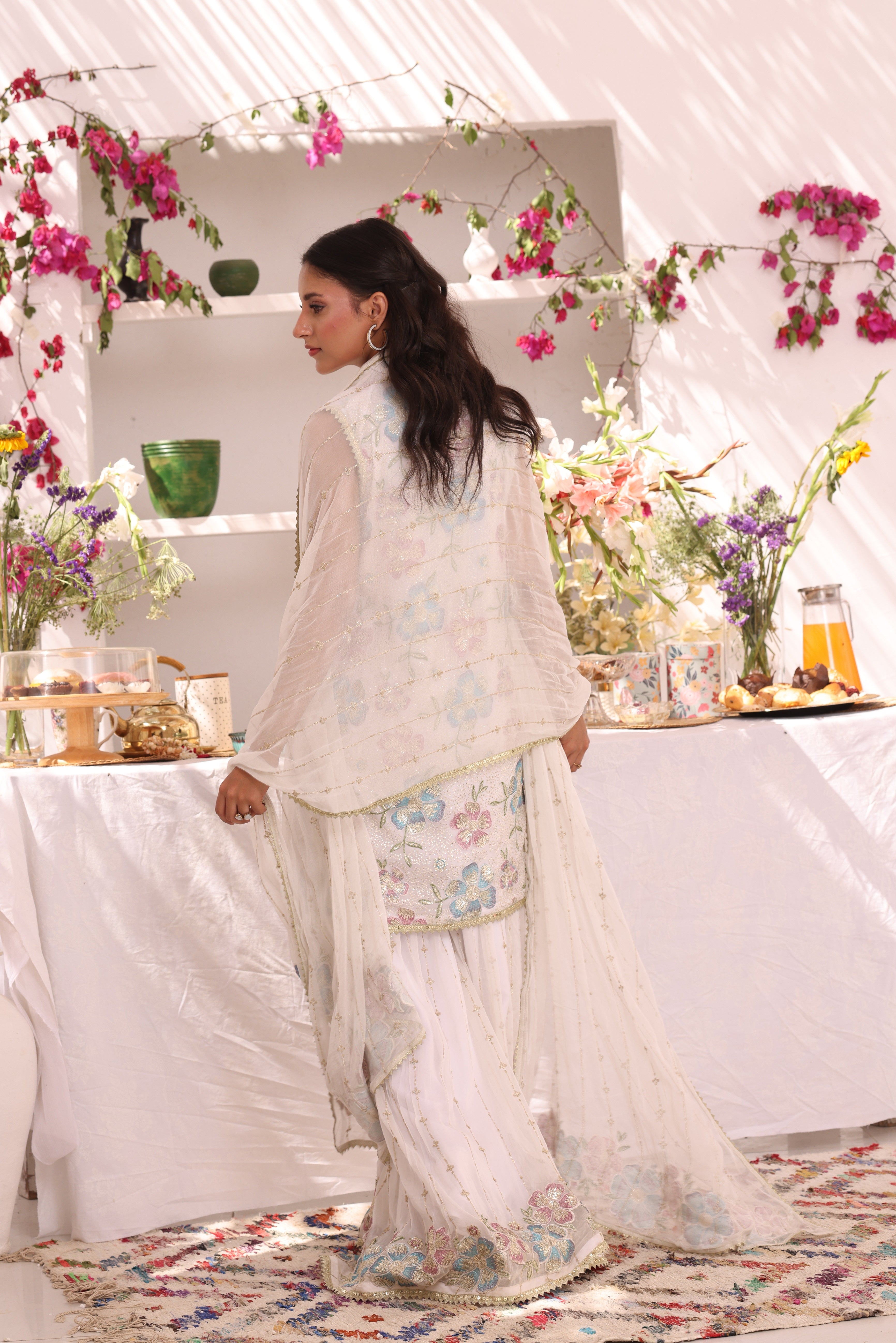 Embroidered Bamber Chiffon Plazo Suit | ZEB | P123287