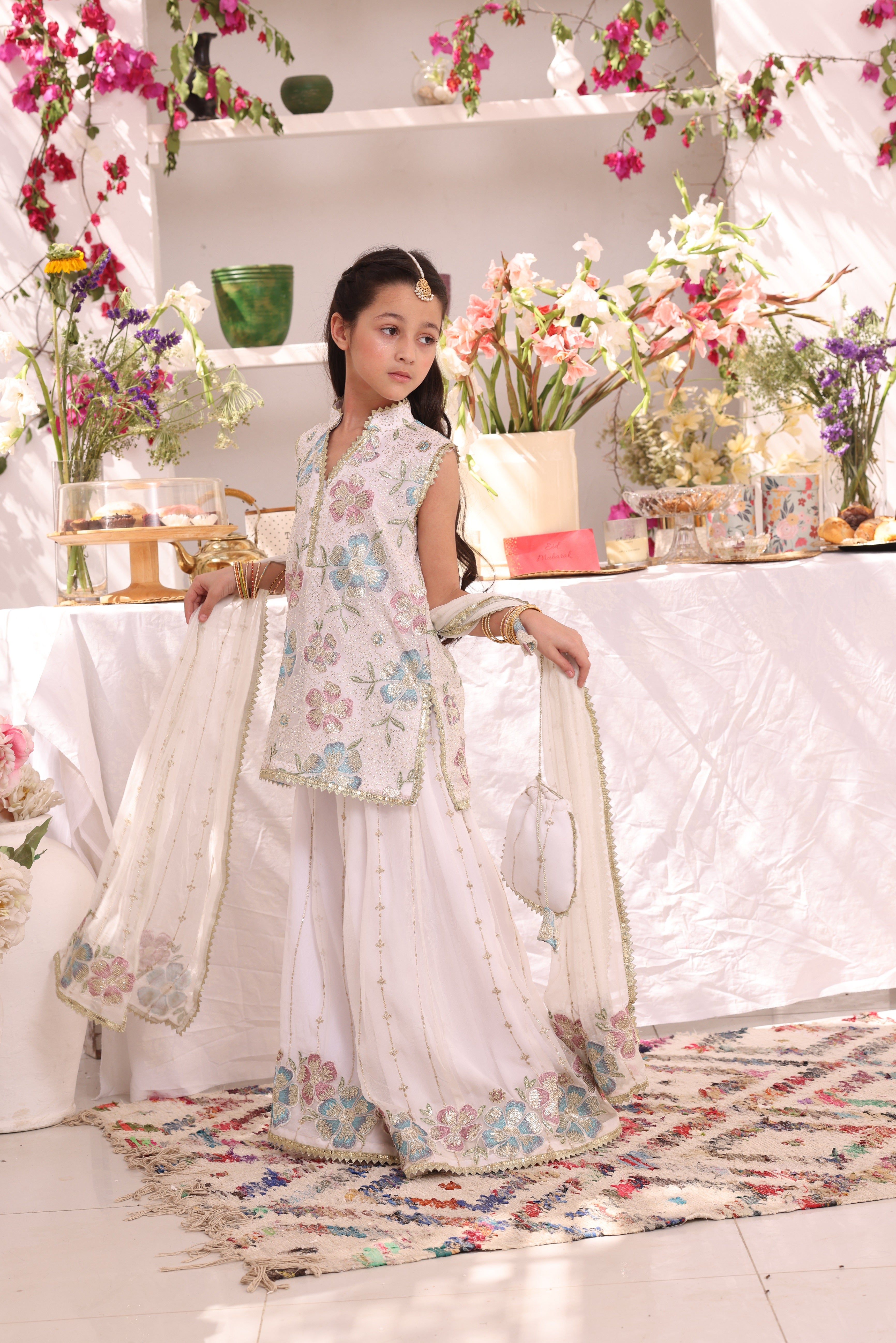 Embroidered Bamber Chiffon Plazo Suit | ZEB | P3287