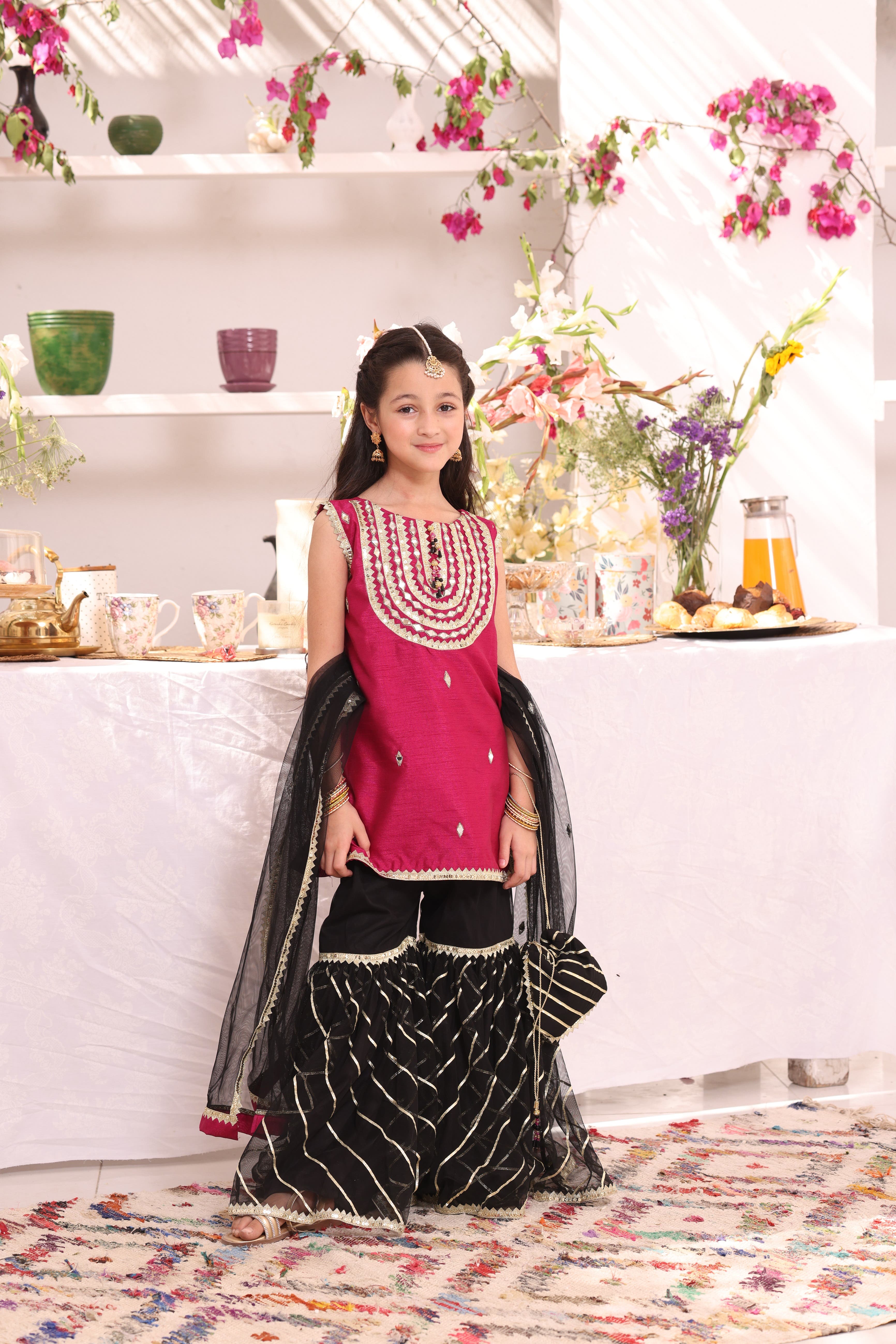 SANA'S red embroidered net gharara suit Pakistan occasion wear