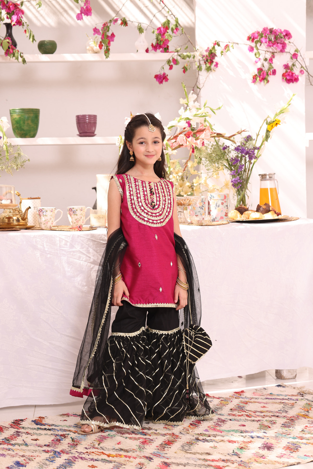 SANA'S red embroidered net gharara suit Pakistan occasion wear