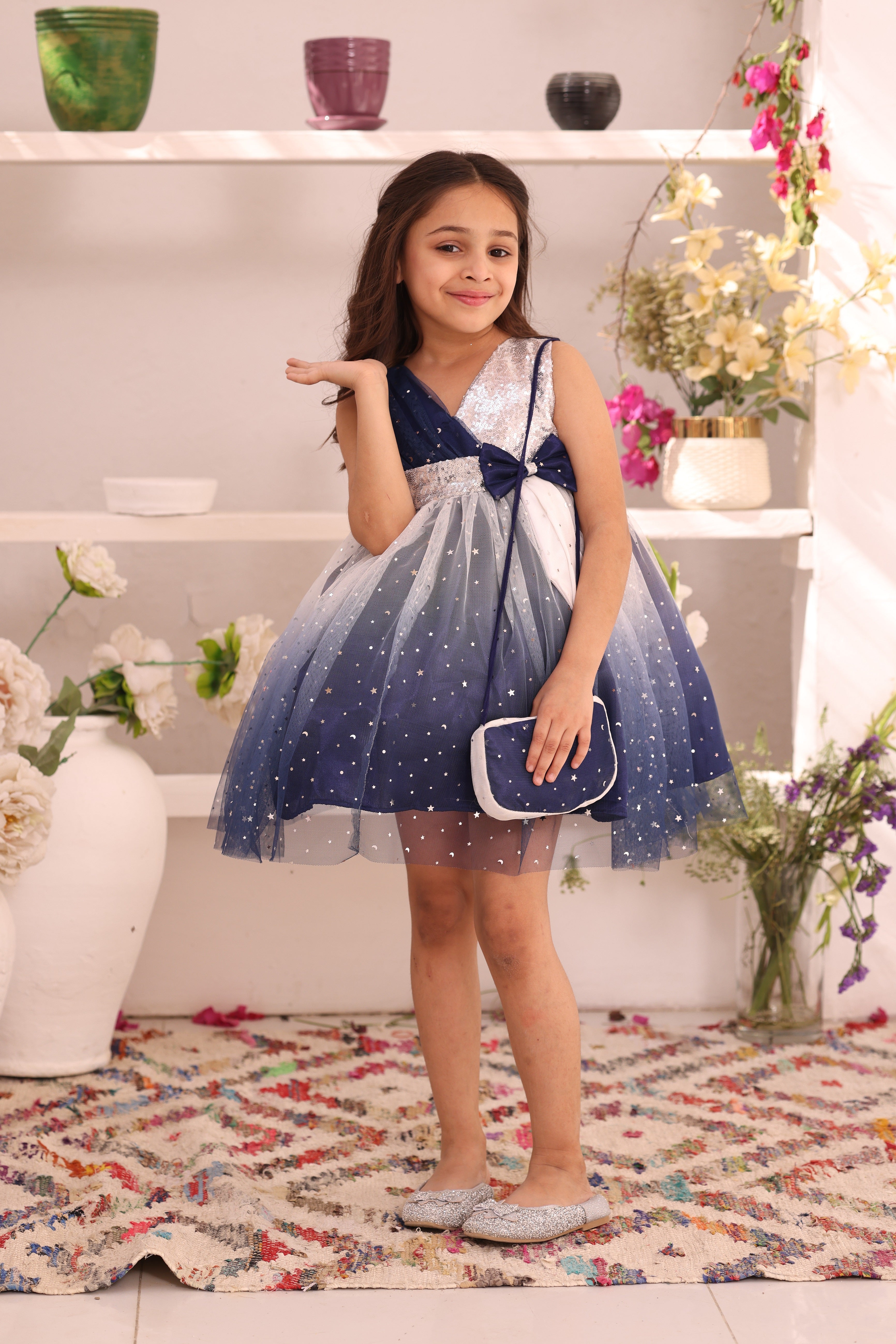 Two Tone Starry Net Frock | Eid Edit '26 | F2368