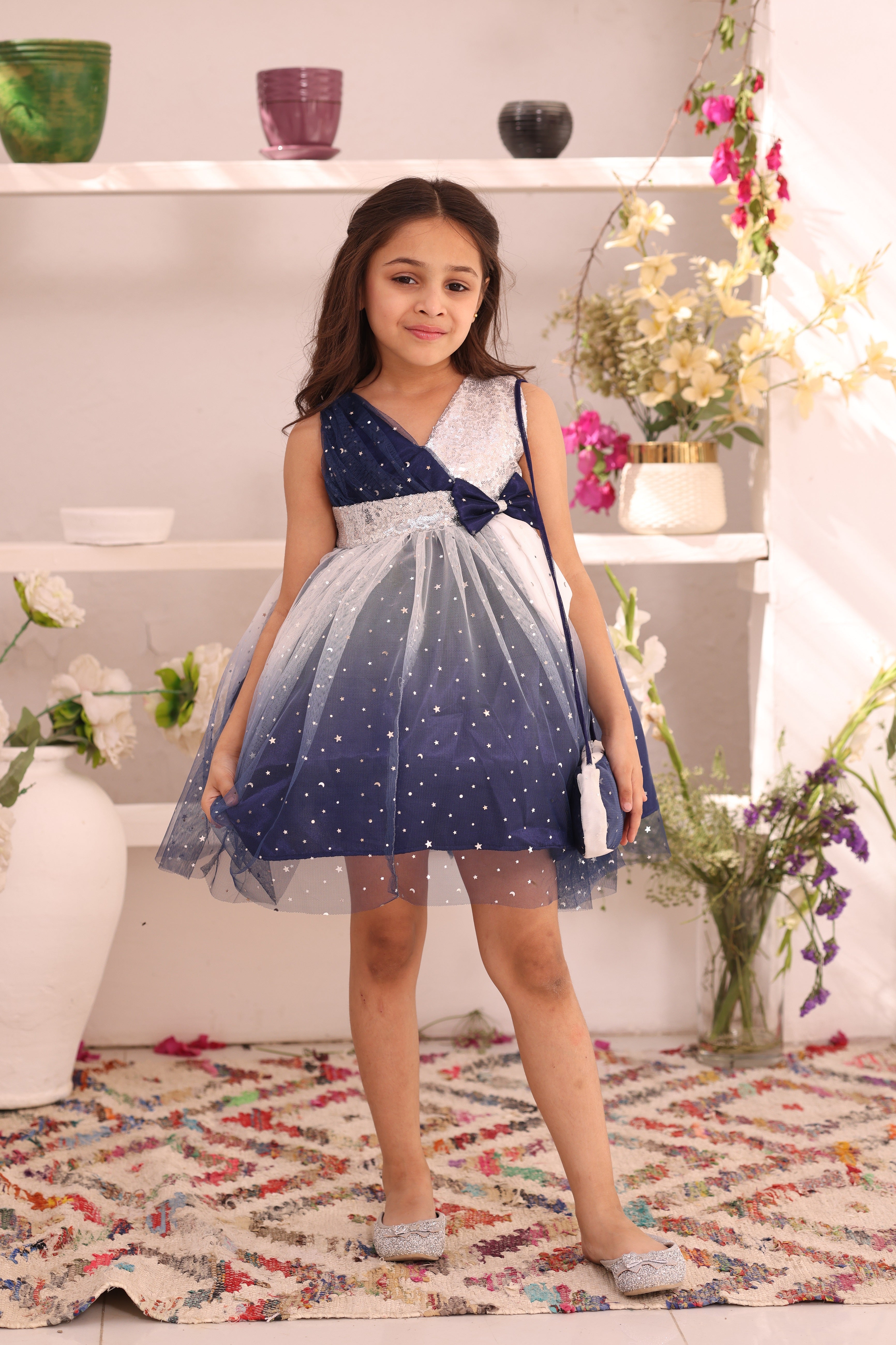 Two Tone Starry Net Frock | Eid Edit '26 | F2368