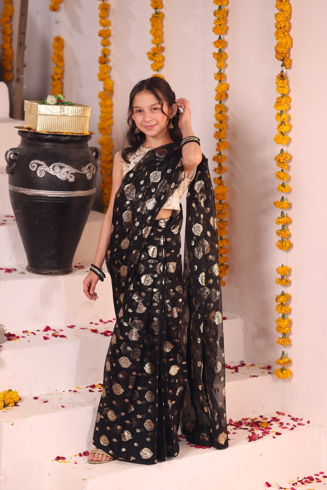 Lorex Jacquard Organza Saree | SHENDI | SR202368-G