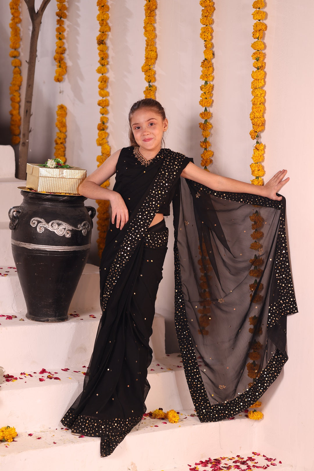 Sequins Work Chiffon Saree | SHENDI | SR202406-G