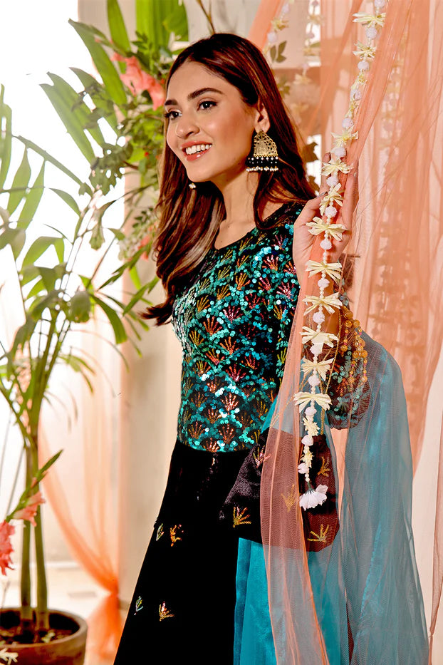 Sequins & Velvet Long Maxi | SHENDI | M123209