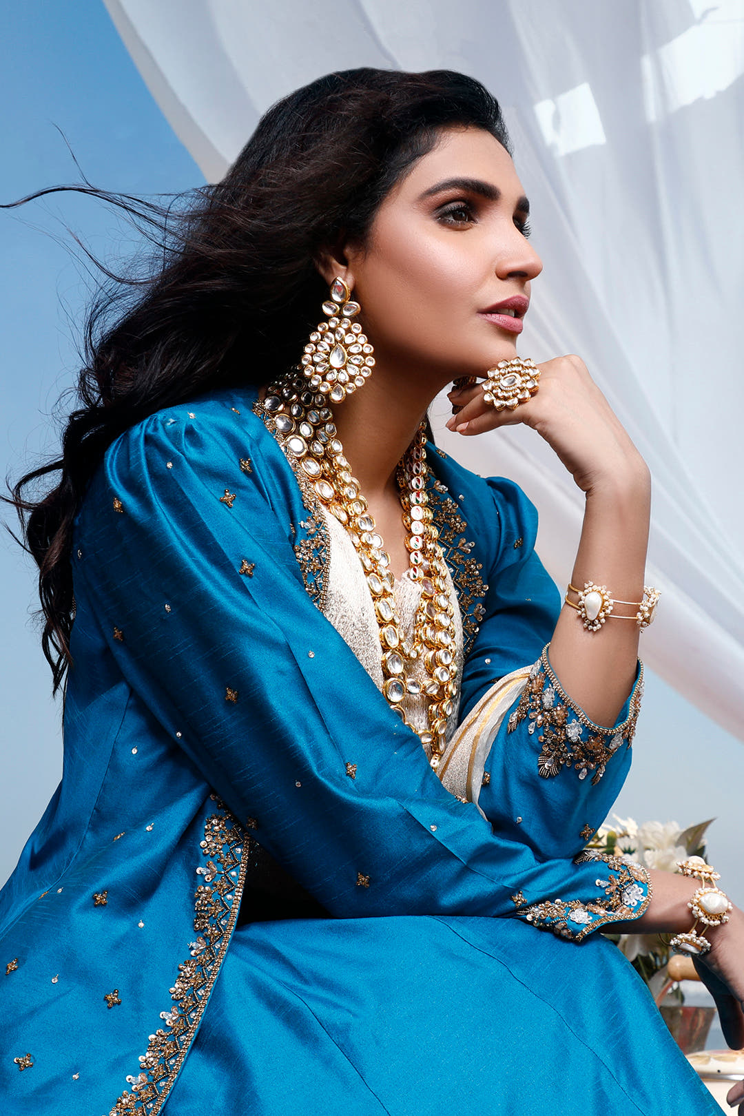 SANA'S red embroidered raw silk lehenga Pakistan occasion wear