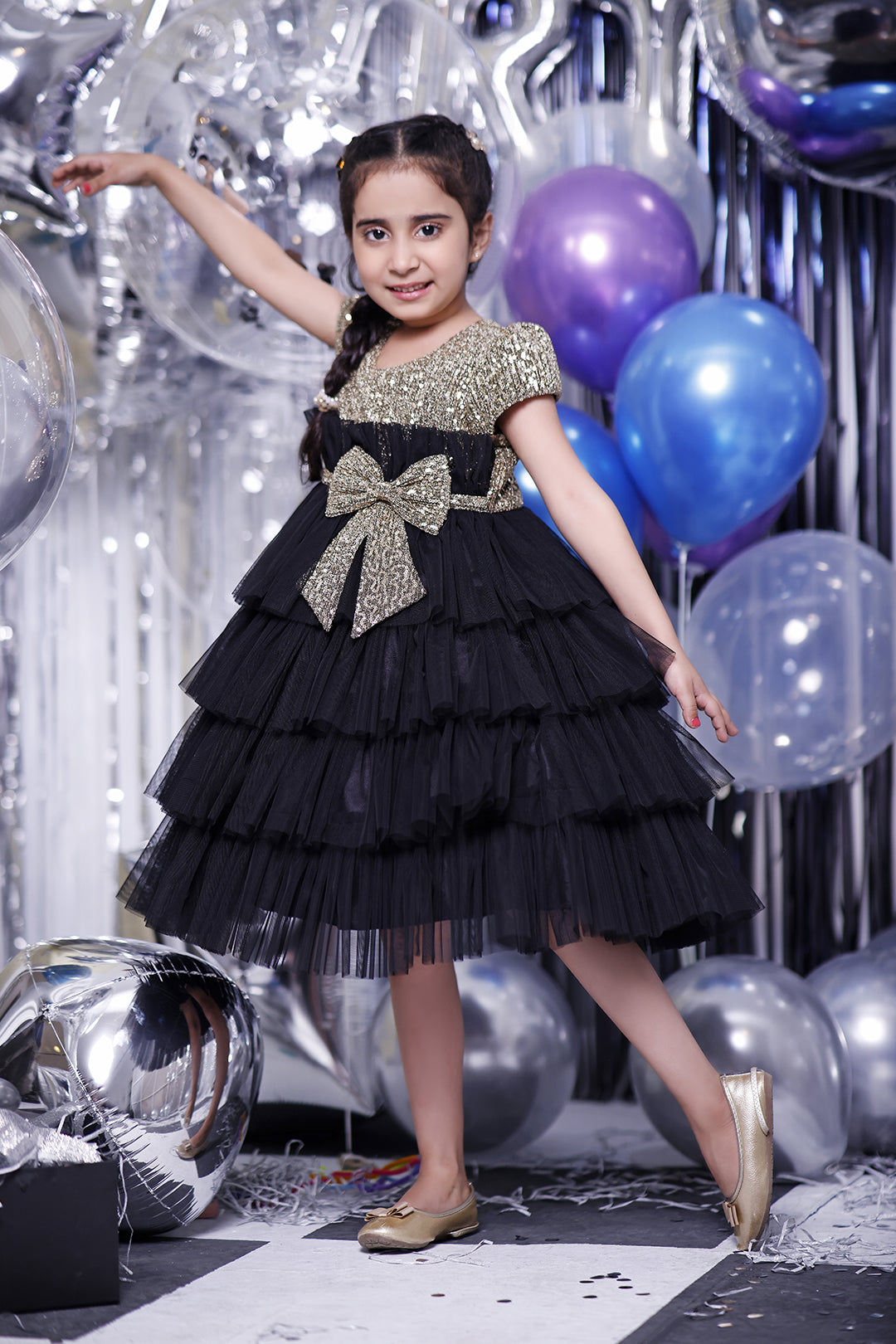 Multilayers Ruffled Sequins Net Frock | BIRTHDAY BASH | F2314