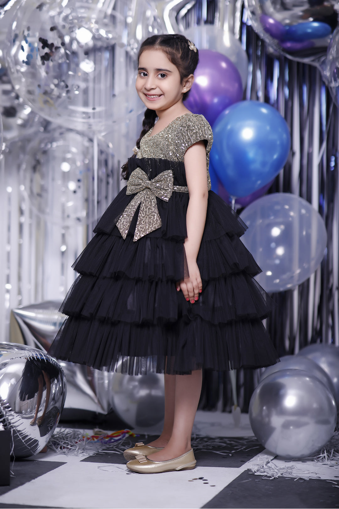 Multilayers Ruffled Sequins Net Frock | BIRTHDAY BASH | F2314