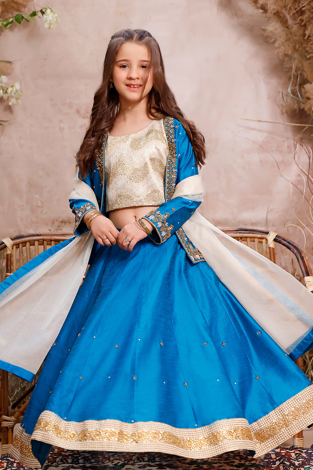 SANA'S red embroidered raw silk lehenga Pakistan occasion wear
