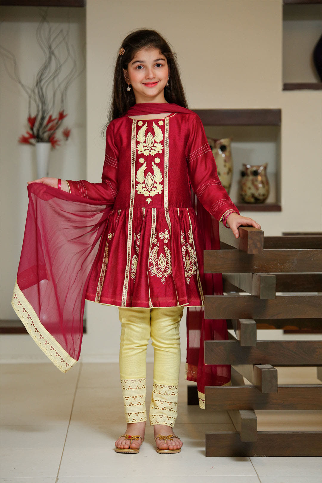 SANA'S red embroidered suit Pakistan occasion wear
