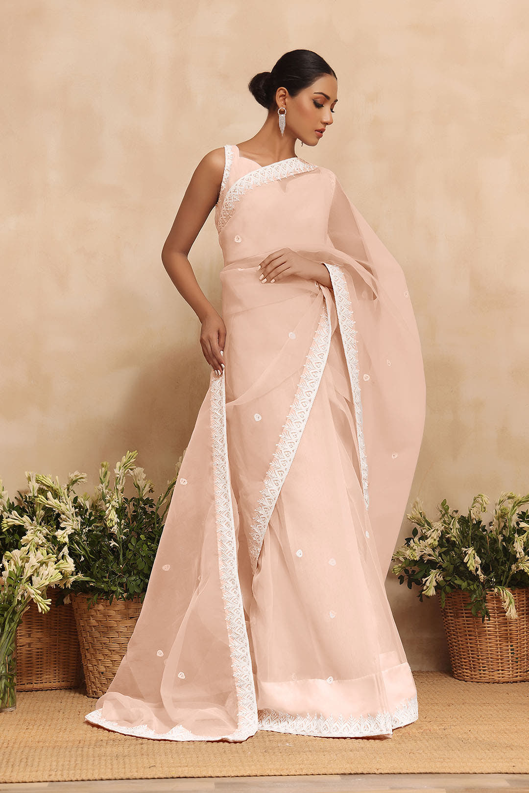 SANA'S red aari organza saree Pakistan occasion wear