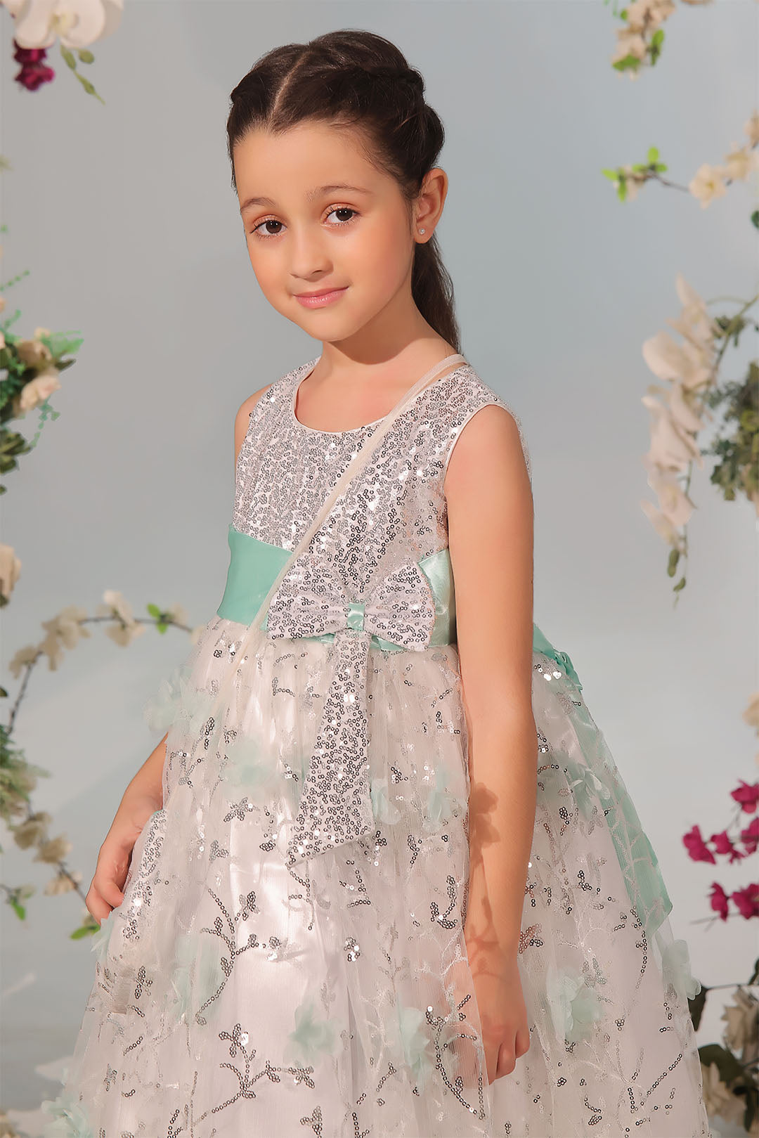 Origami Flowers Sequins Frock | Winter Festive | F2344