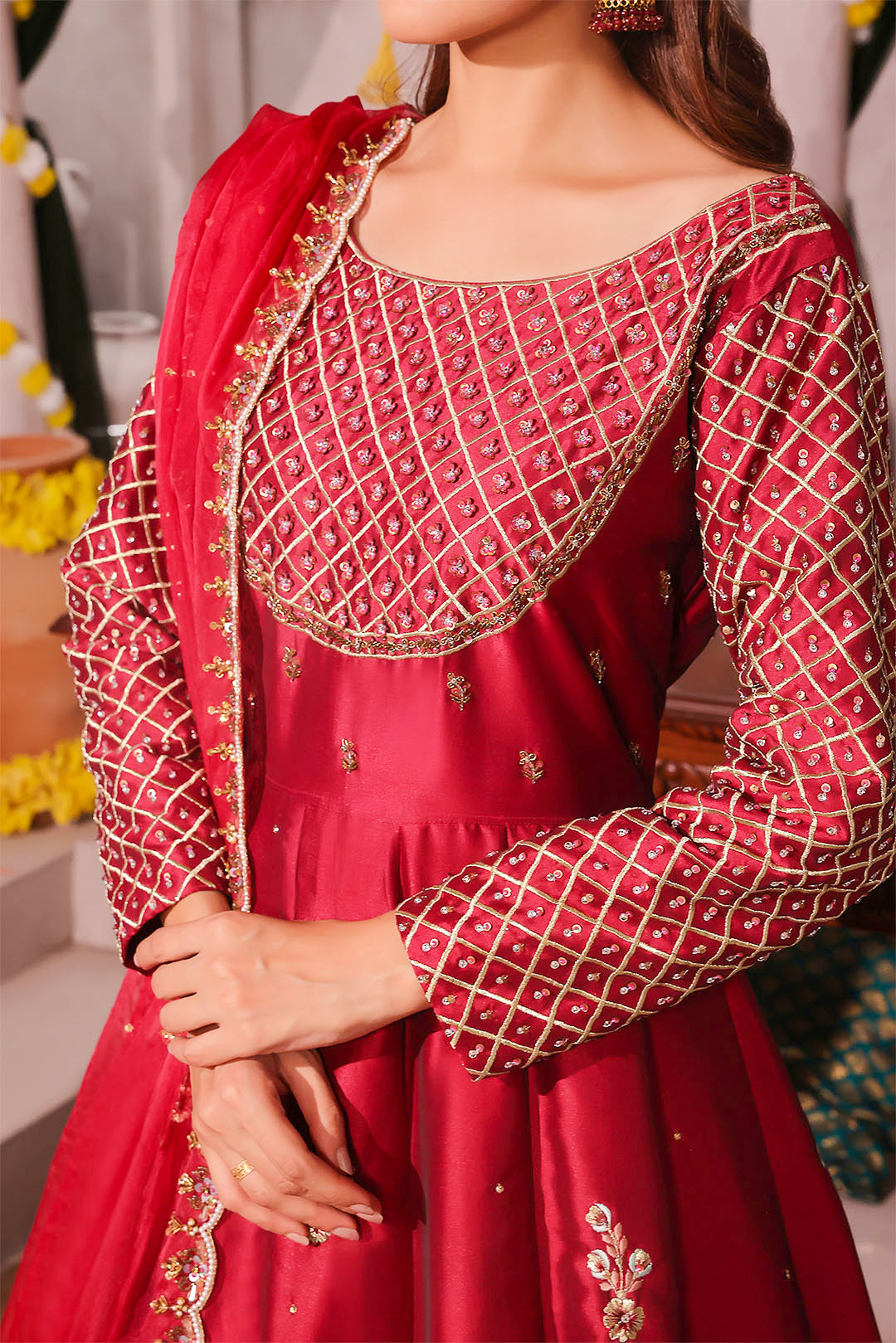 Handwork Embroidered Lychee Silk Long Maxi | SHENDI | M202355
