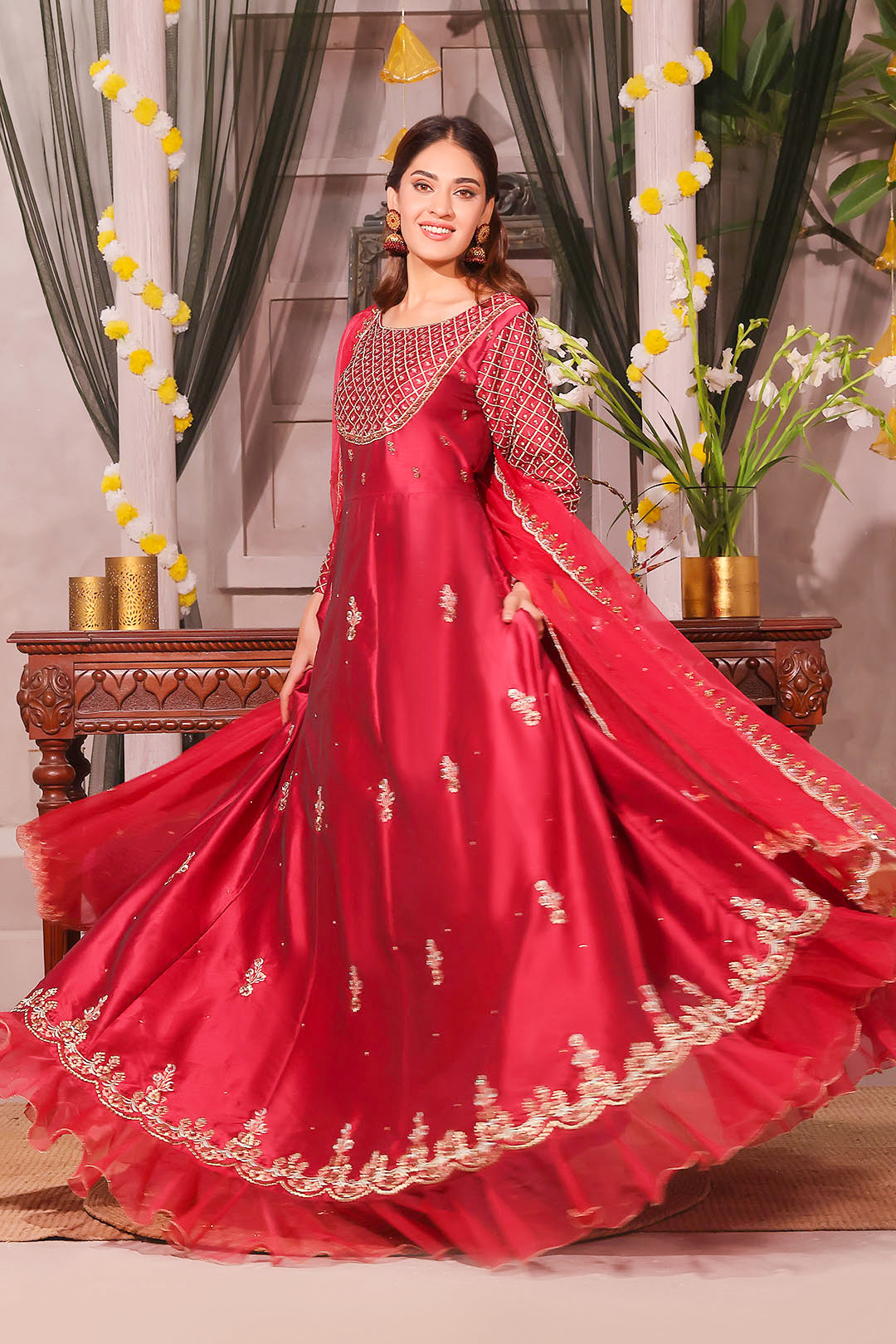 Handwork Embroidered Lychee Silk Long Maxi | SHENDI | M202355
