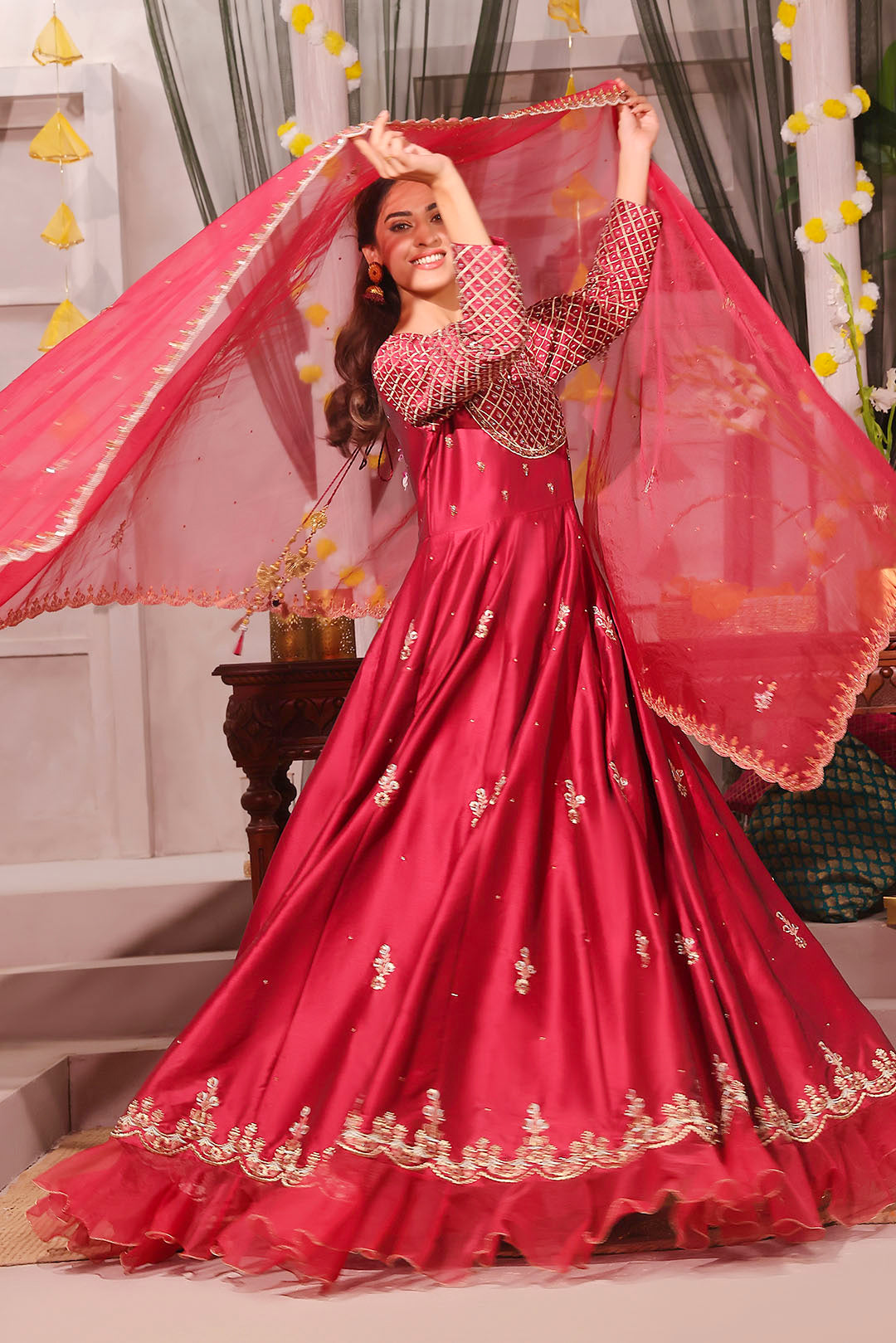 Handwork Embroidered Lychee Silk Long Maxi | SHENDI | M202355