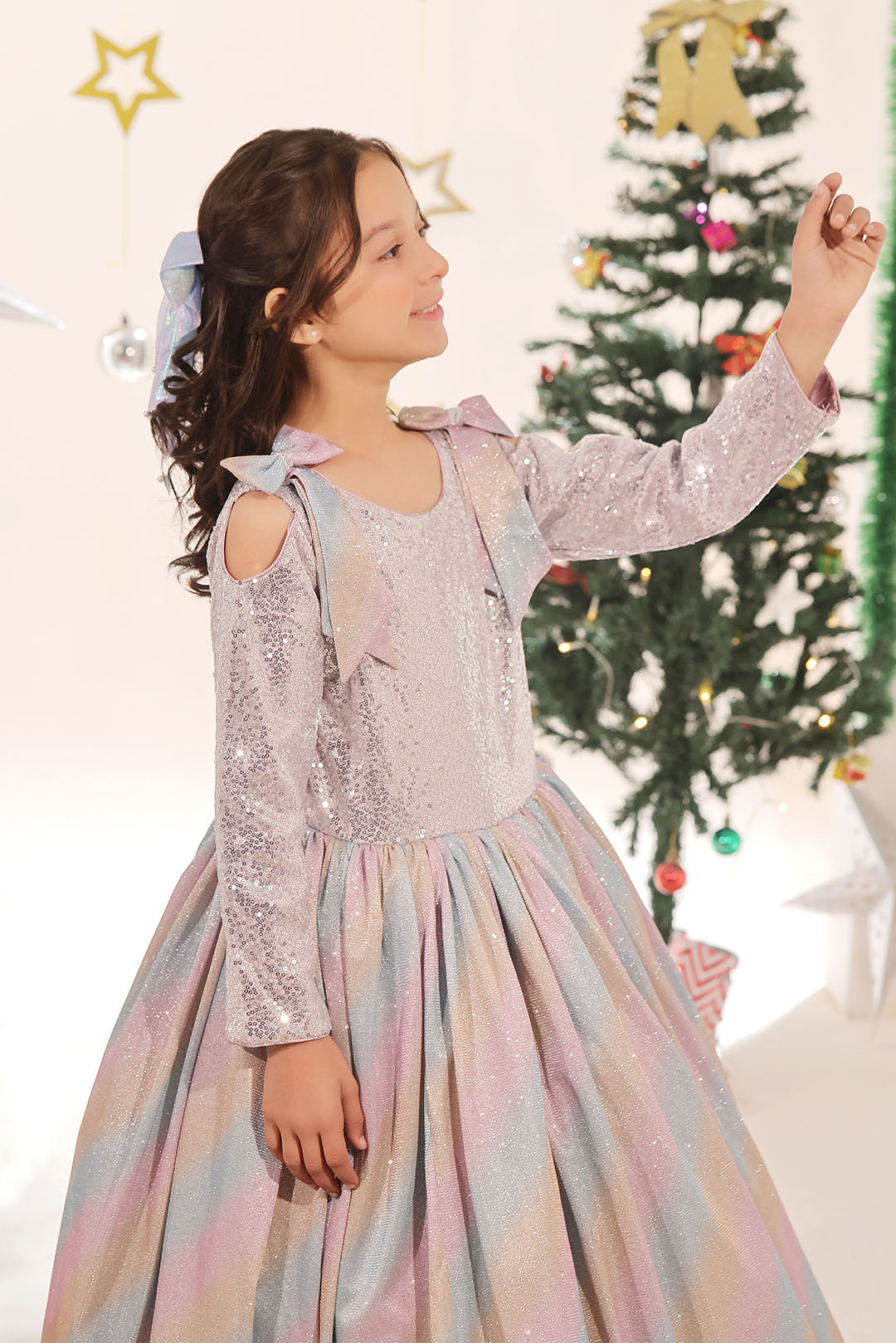 Multi Colored Glitter Gown Maxi | Winter Festive | WM3246