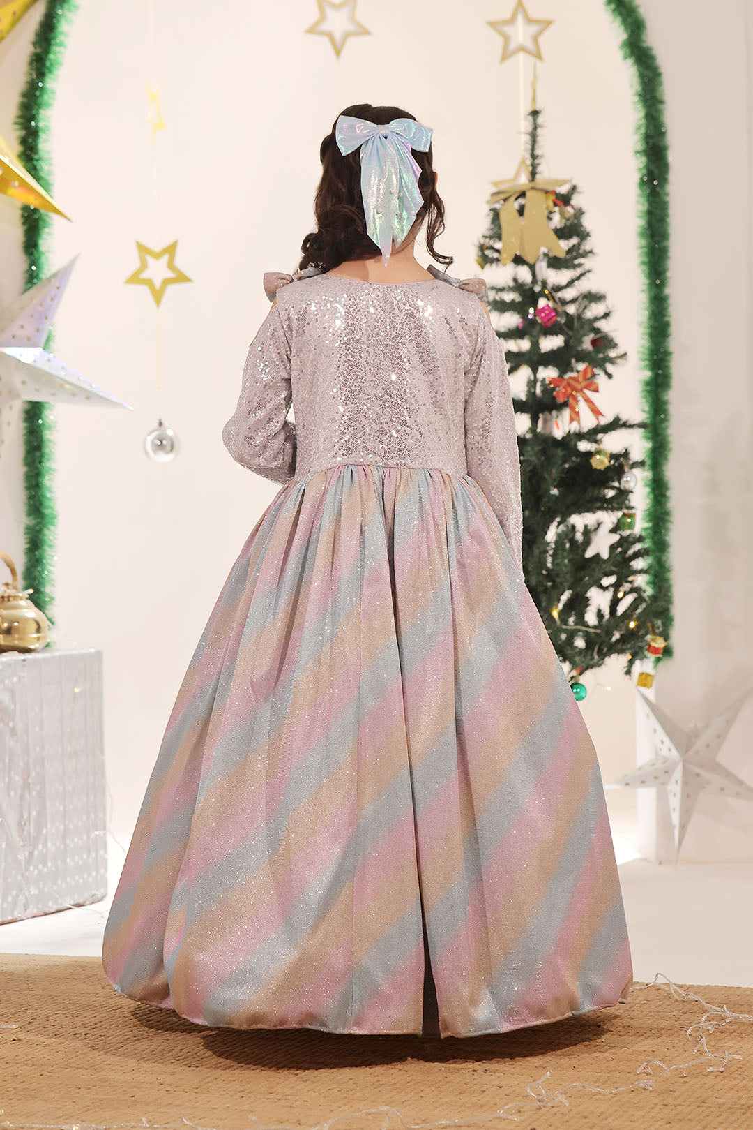 Multi Colored Glitter Gown Maxi | Winter Festive | WM3246