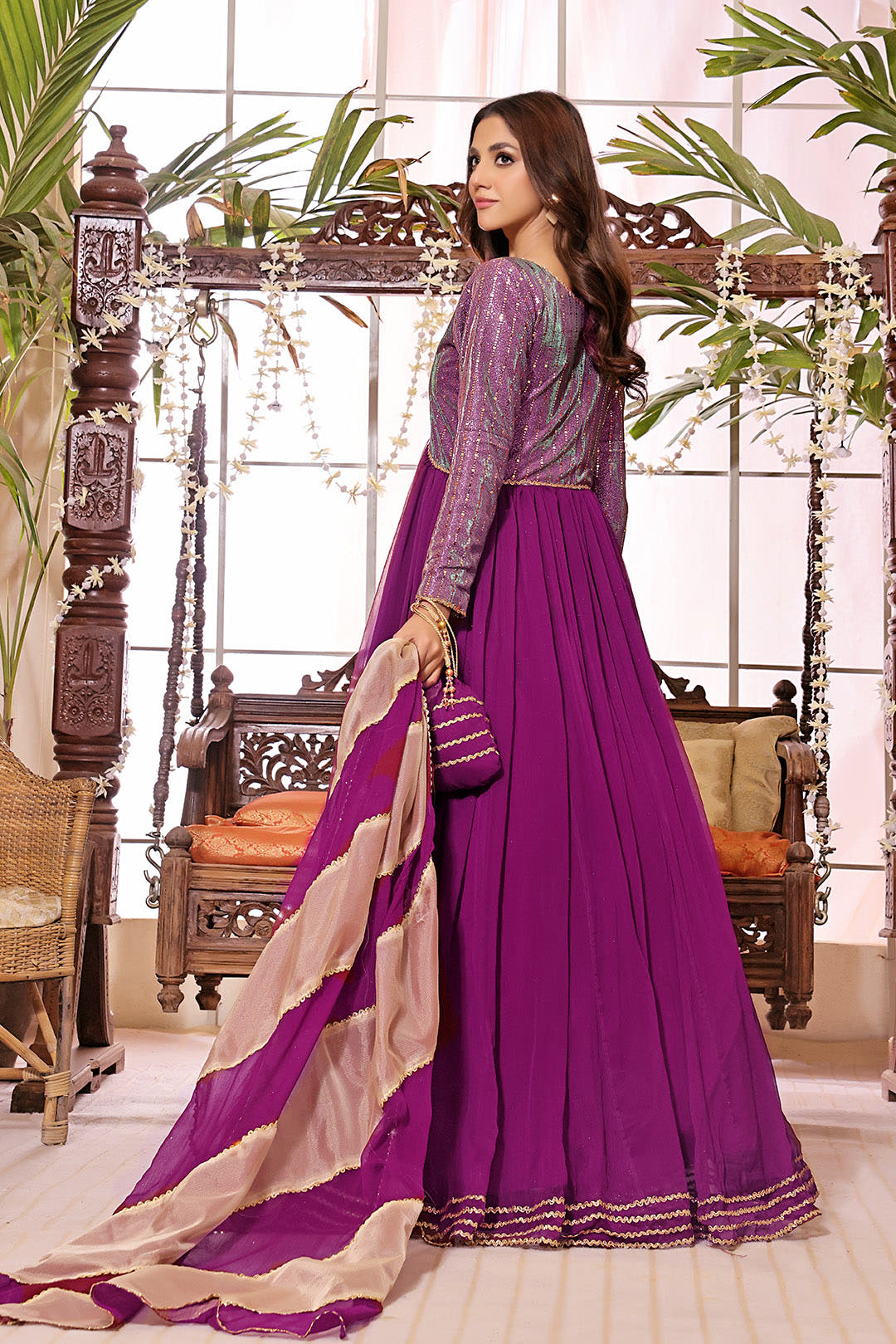 SANA'S chiffon maxi dress Pakistan occasion wear