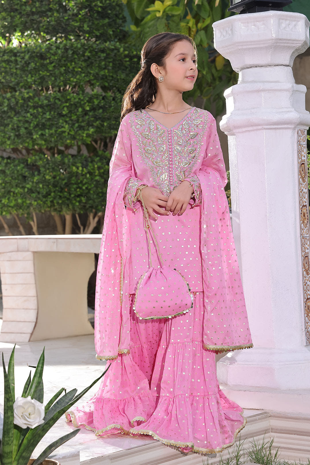 SANA'S red embroidered gharara suit Pakistan occasion wear