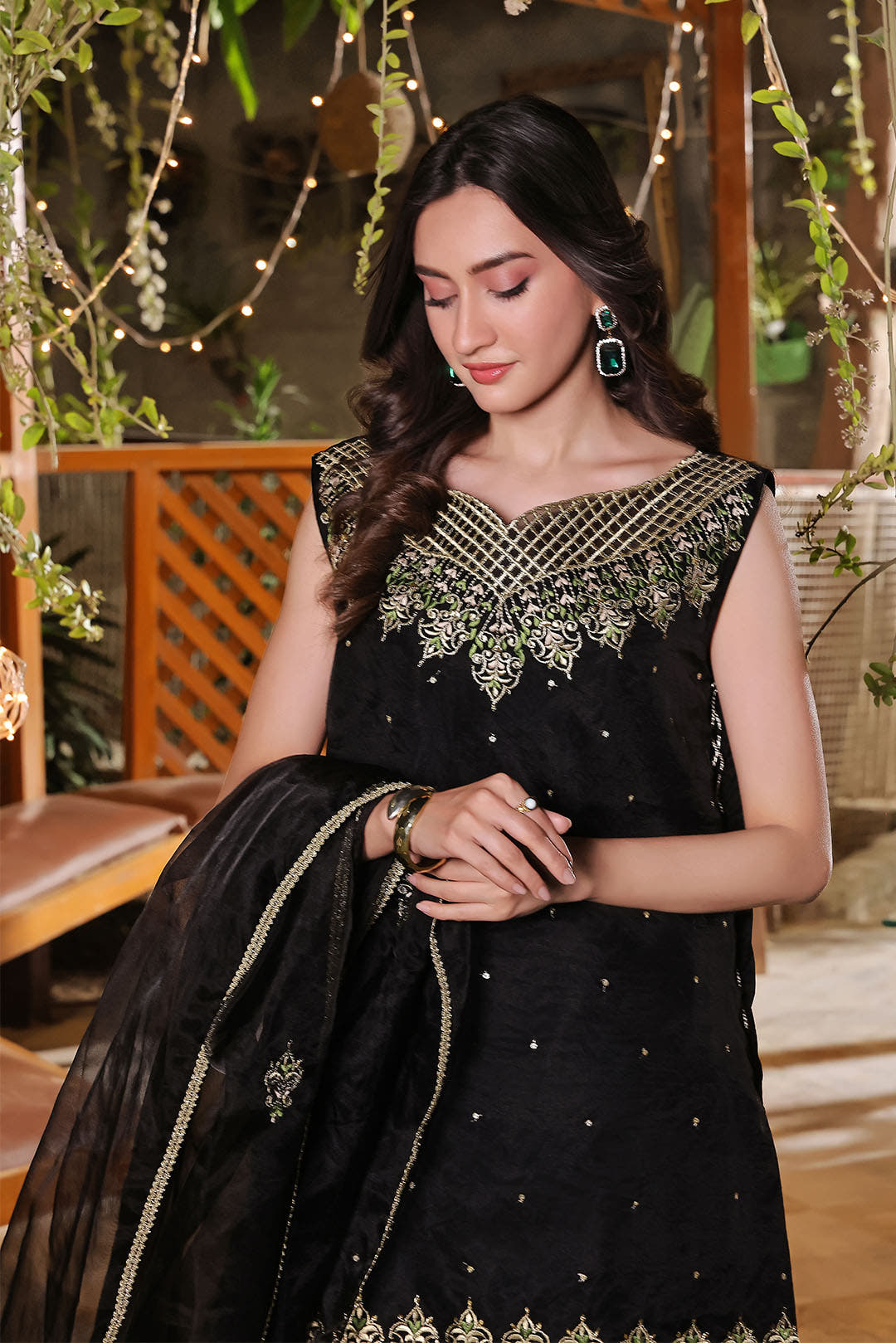 SANA'S red embroidered plazo suit Pakistan occasion wear