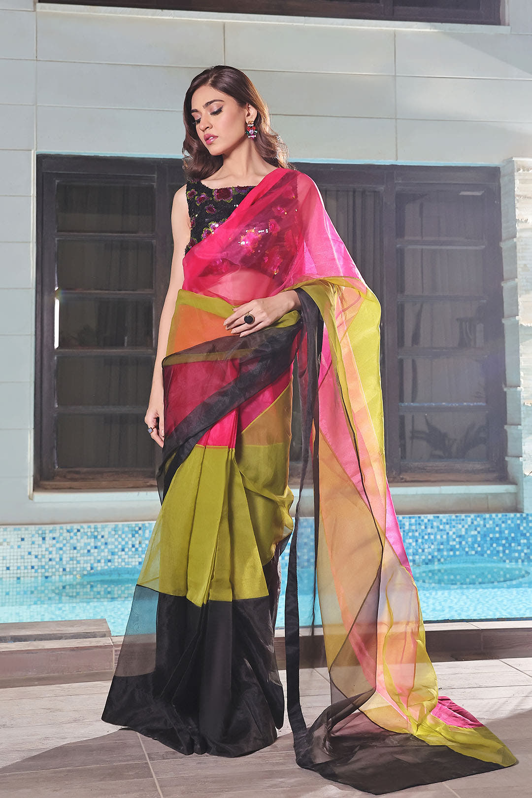 SANA'S organza saree Pakistan occasion wear