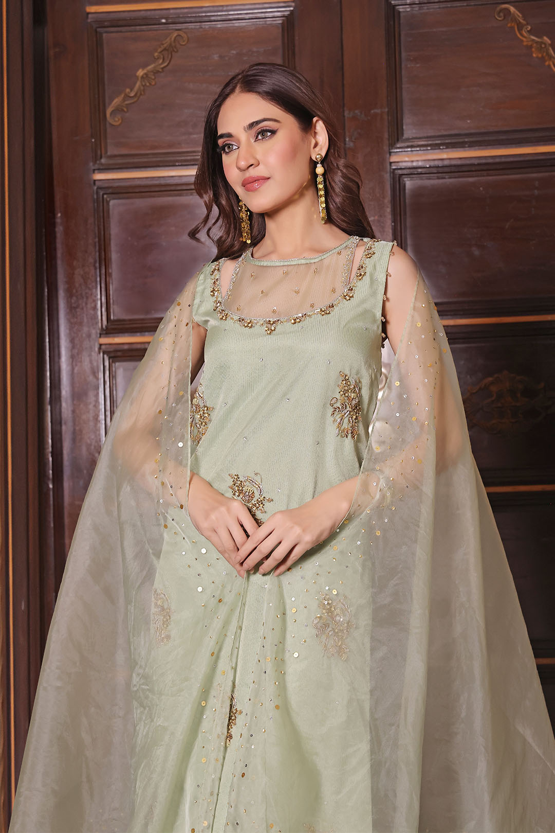 SANA'S red embroidered suit Pakistan occasion wear