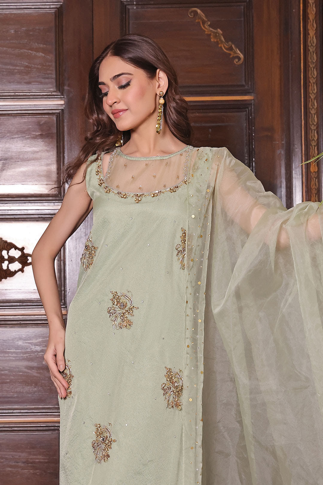 SANA'S red embroidered suit Pakistan occasion wear