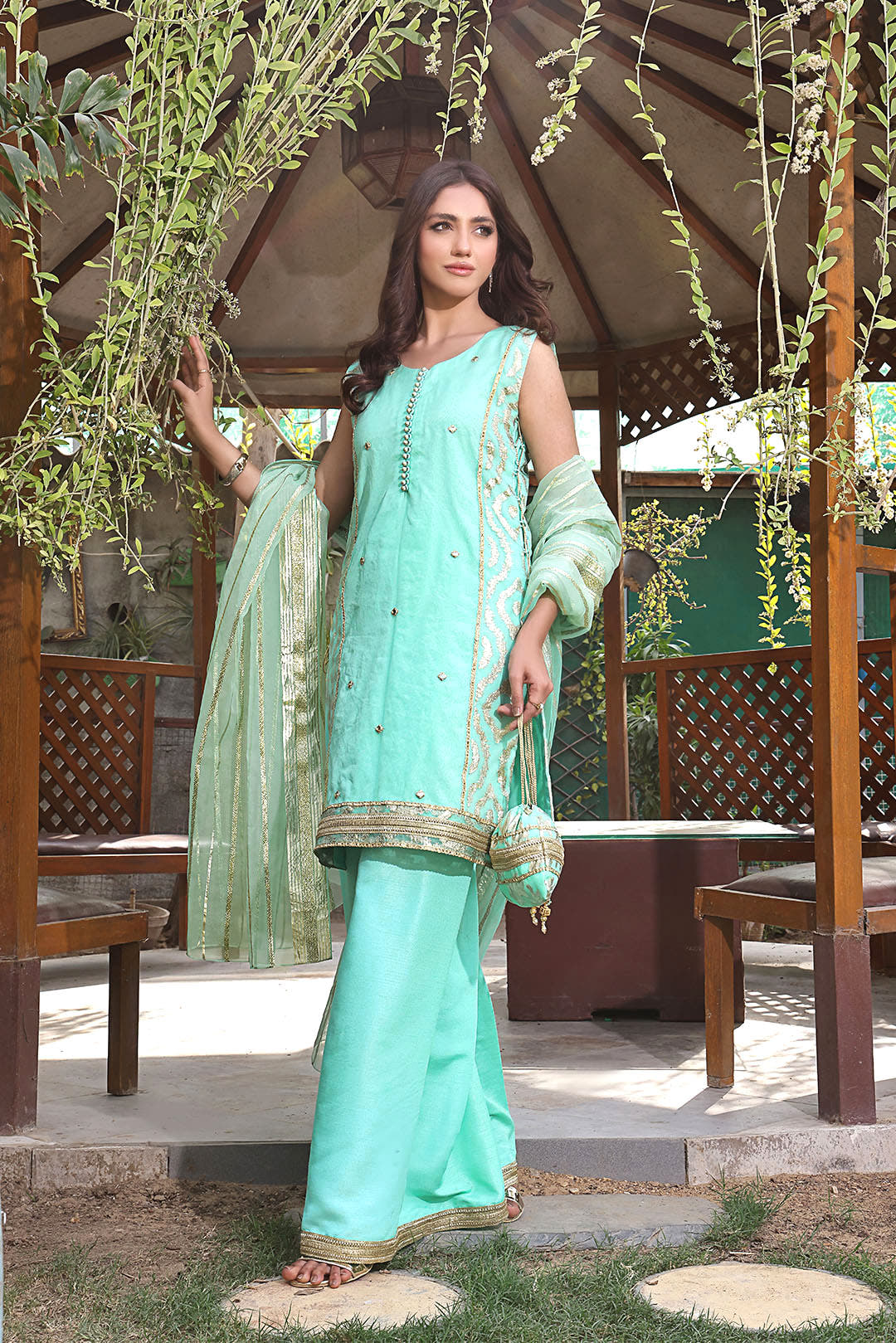 SANA'S organza plazo suit Pakistan occasion wear