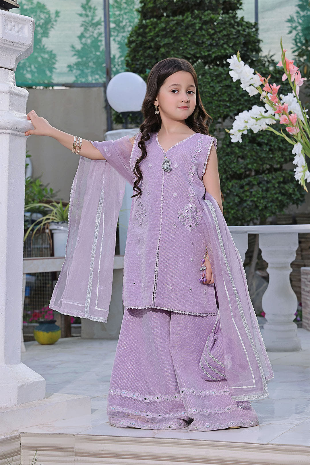 SANA'S red embroidered organza plazo suit Pakistan occasion wear