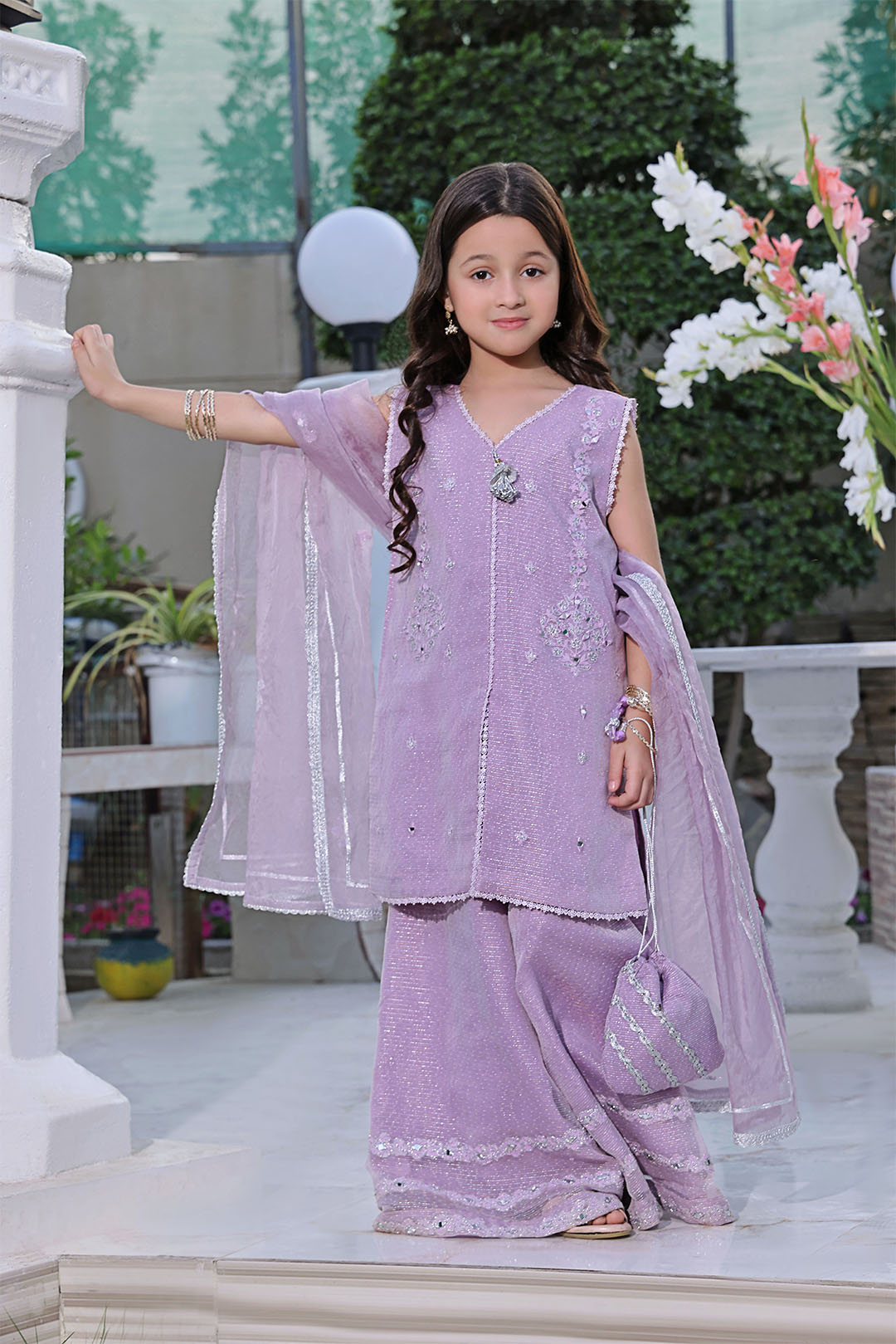 SANA'S red embroidered organza plazo suit Pakistan occasion wear