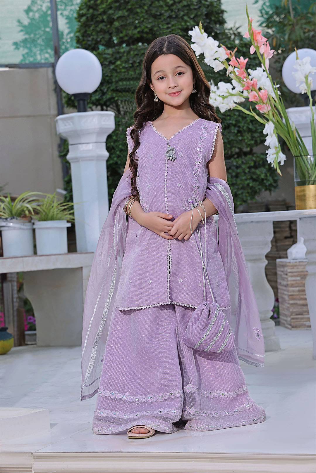 SANA'S red embroidered organza plazo suit Pakistan occasion wear