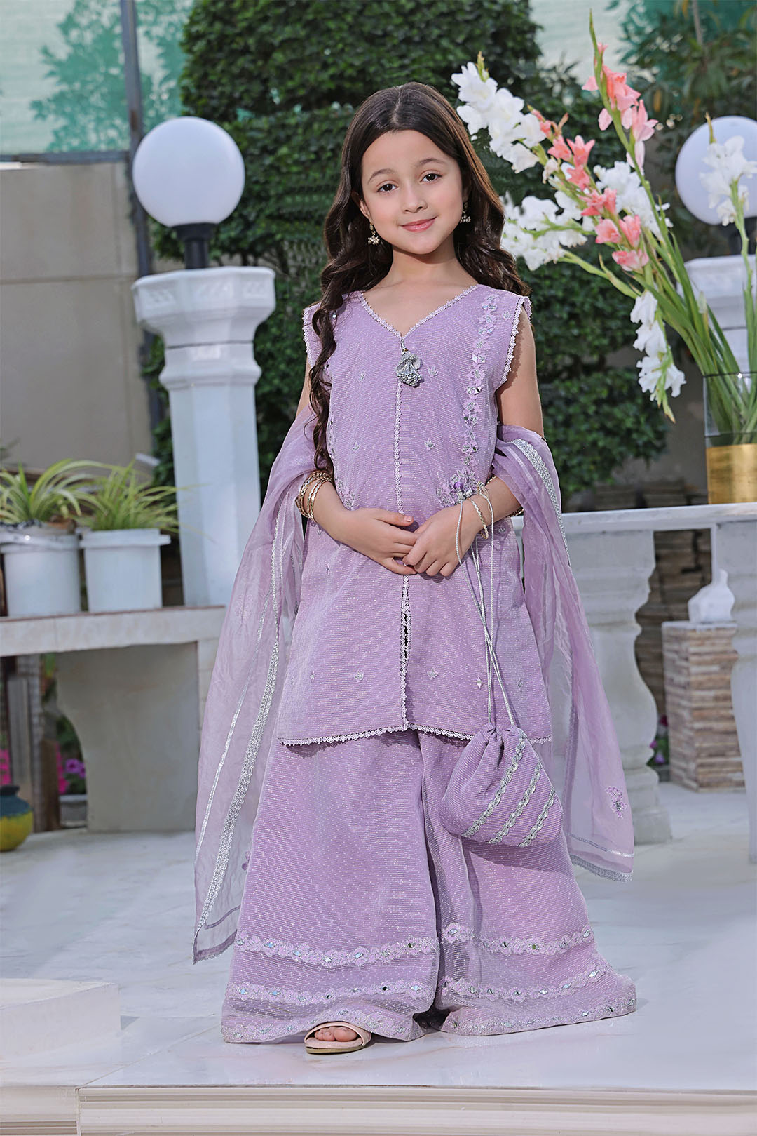 SANA'S red embroidered organza plazo suit Pakistan occasion wear