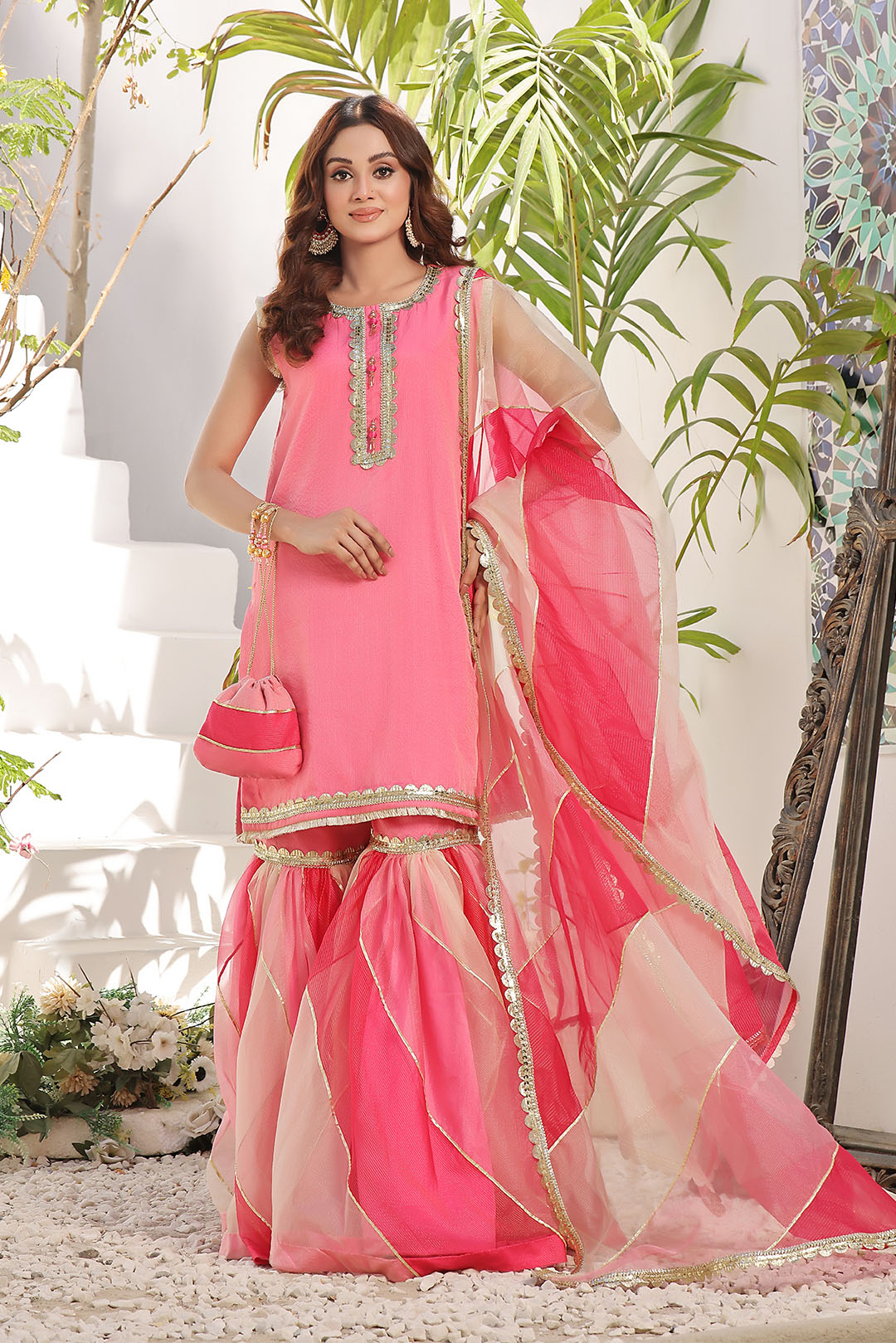 SANA'S zari organza gharara suit Pakistan occasion wear