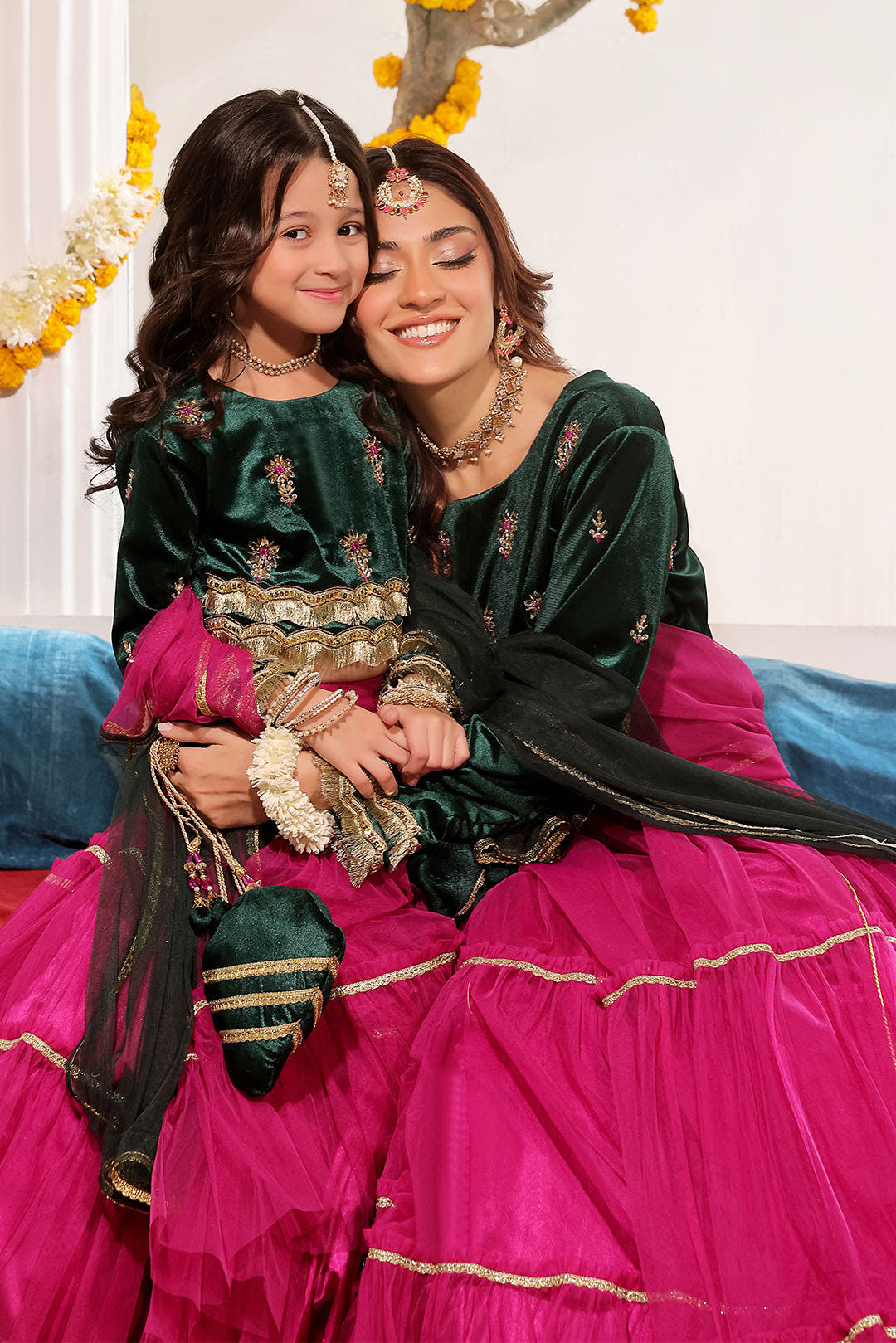SANA'S red embroidered velvet lehenga Pakistan occasion wear