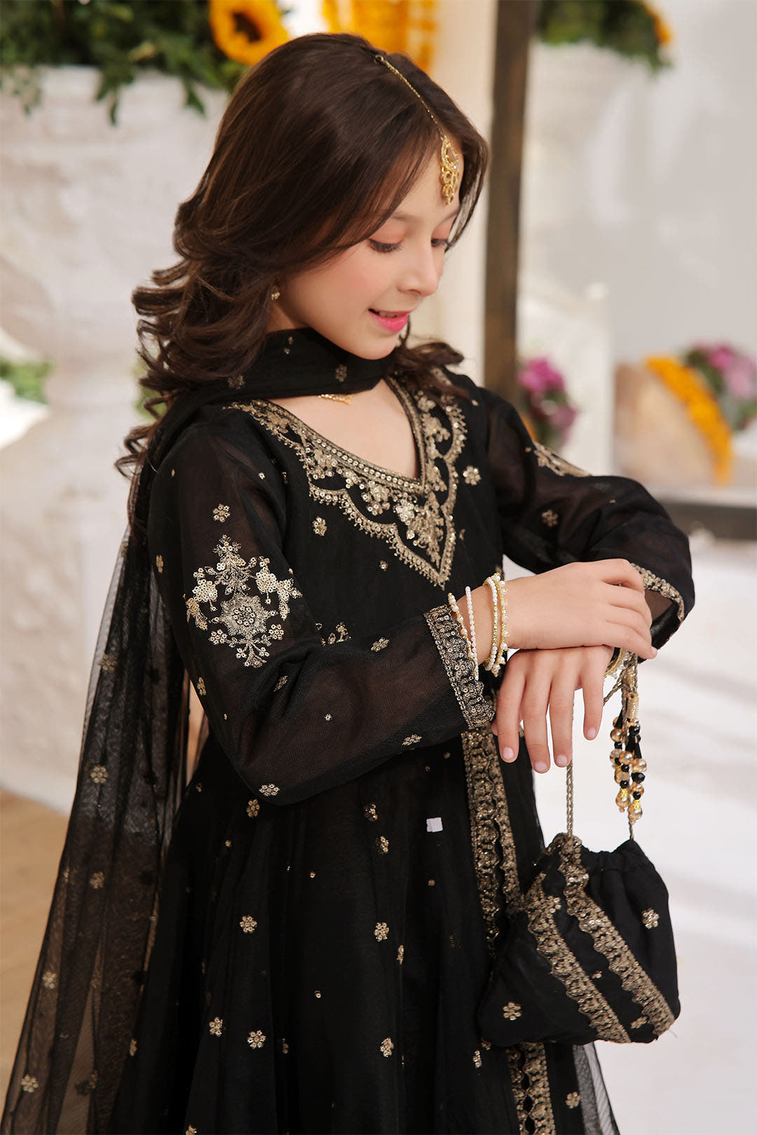 SANA'S red embroidered net maxi dress Pakistan occasion wear