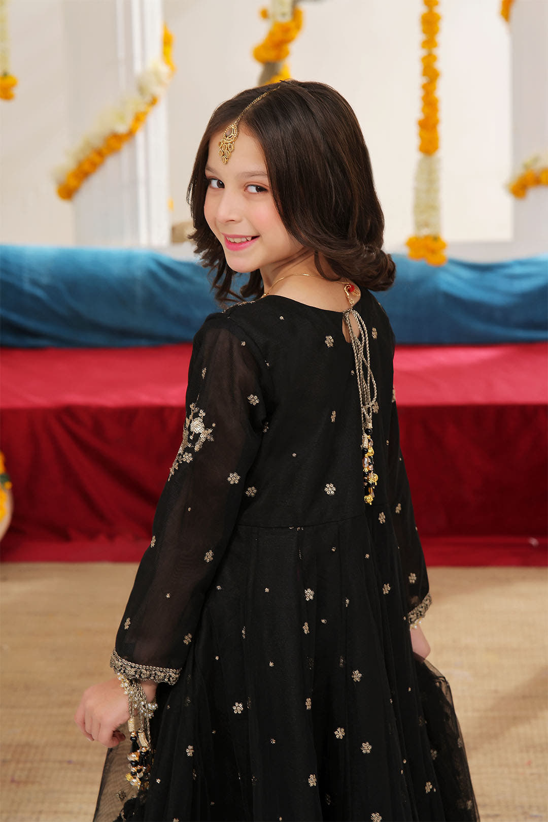 SANA'S red embroidered net maxi dress Pakistan occasion wear