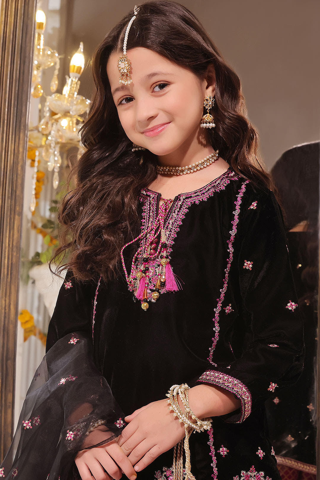 SANA'S red embroidered velvet gharara suit Pakistan occasion wear