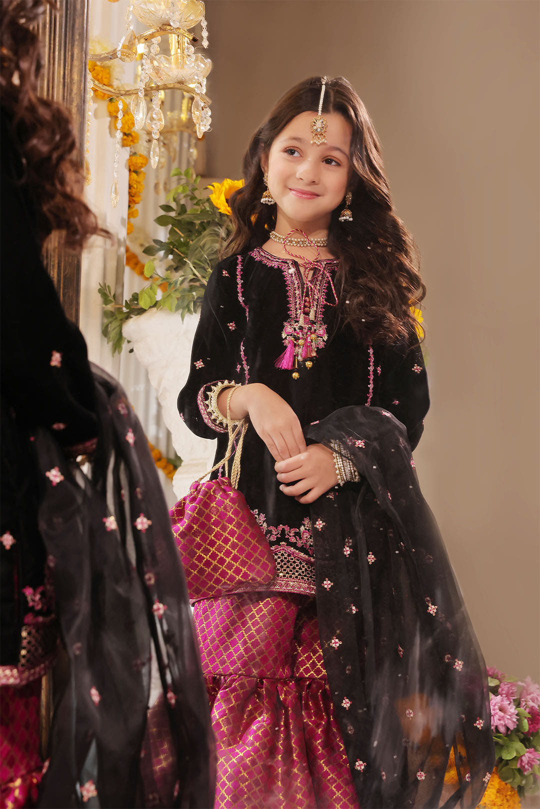 SANA'S red embroidered velvet gharara suit Pakistan occasion wear
