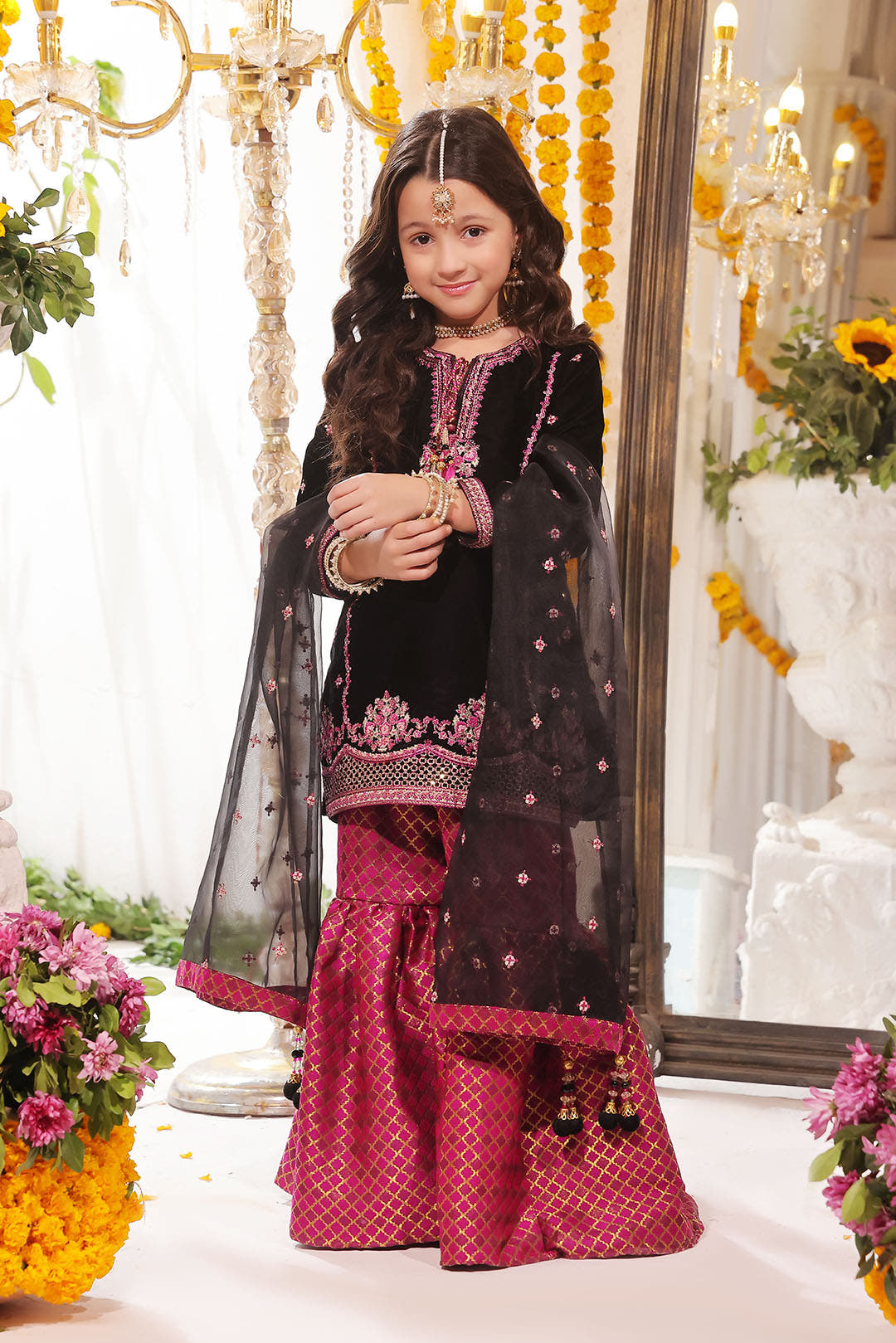 SANA'S red embroidered velvet gharara suit Pakistan occasion wear