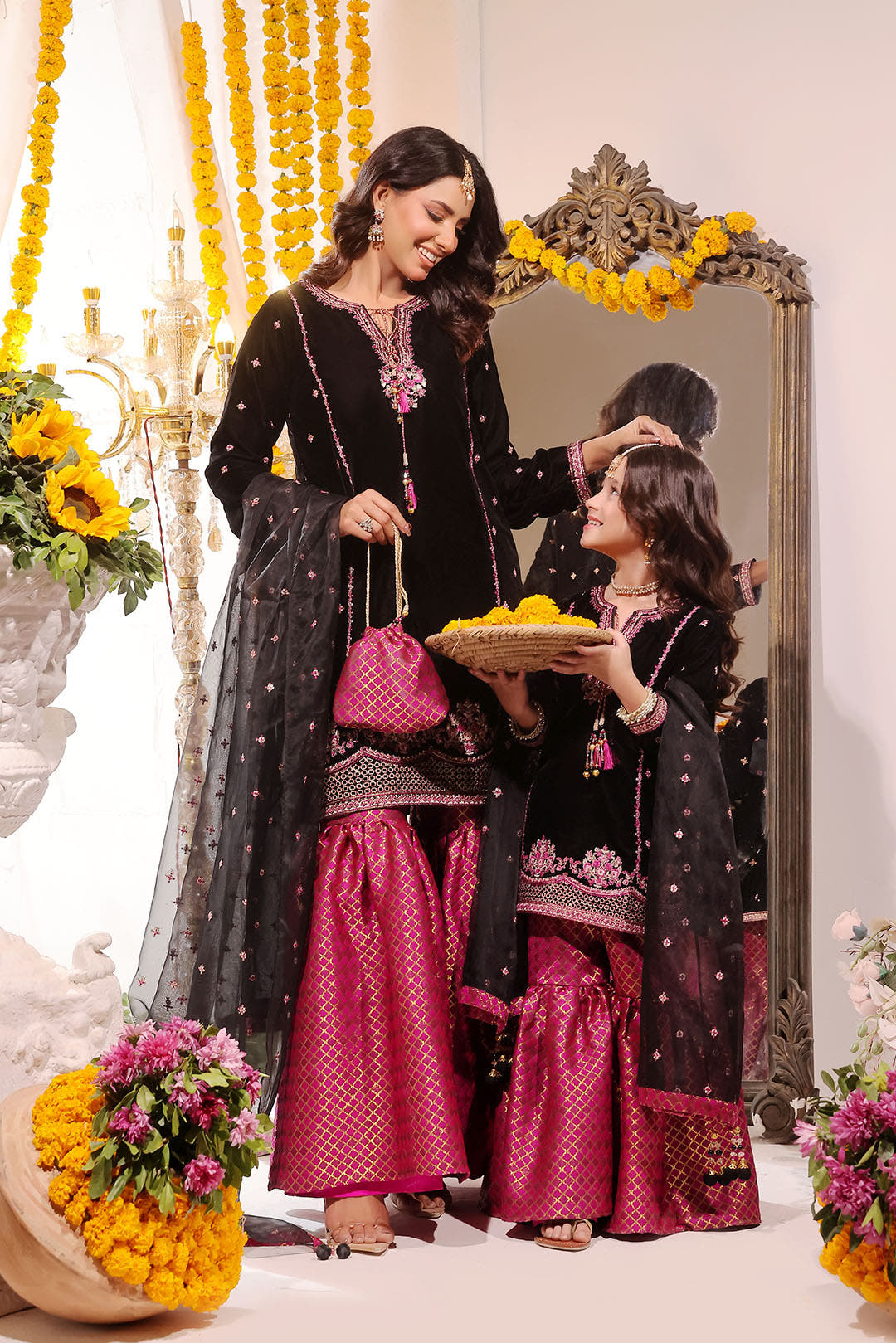 SANA'S red embroidered velvet gharara suit Pakistan occasion wear