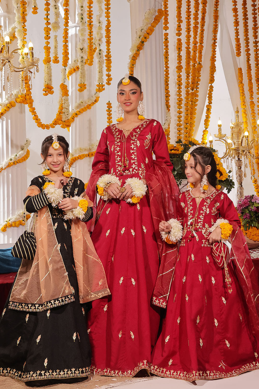 SANA'S red embroidered raw silk maxi dress Pakistan occasion wear