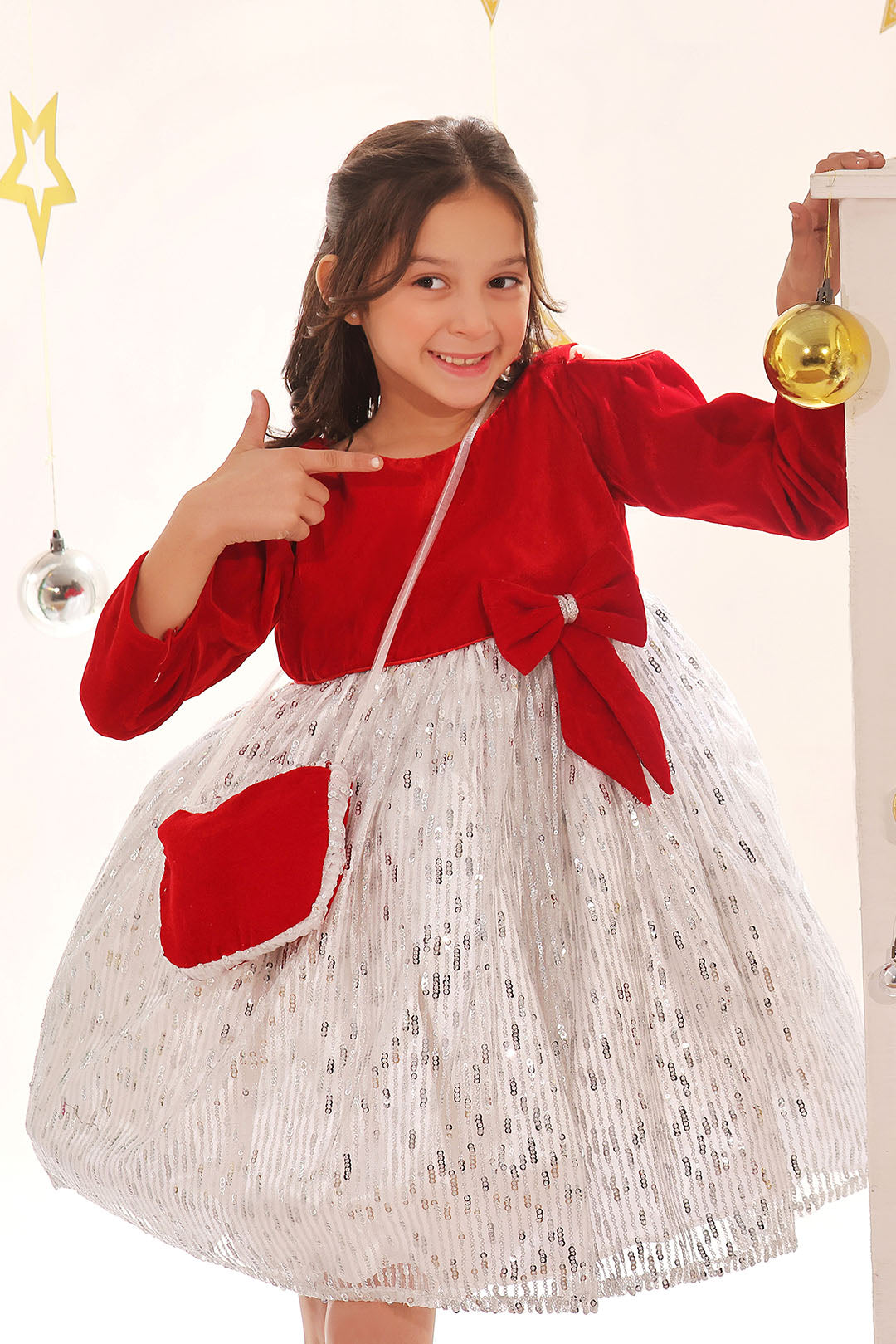 Striped Sequins Frock | Winter Festive | F2350
