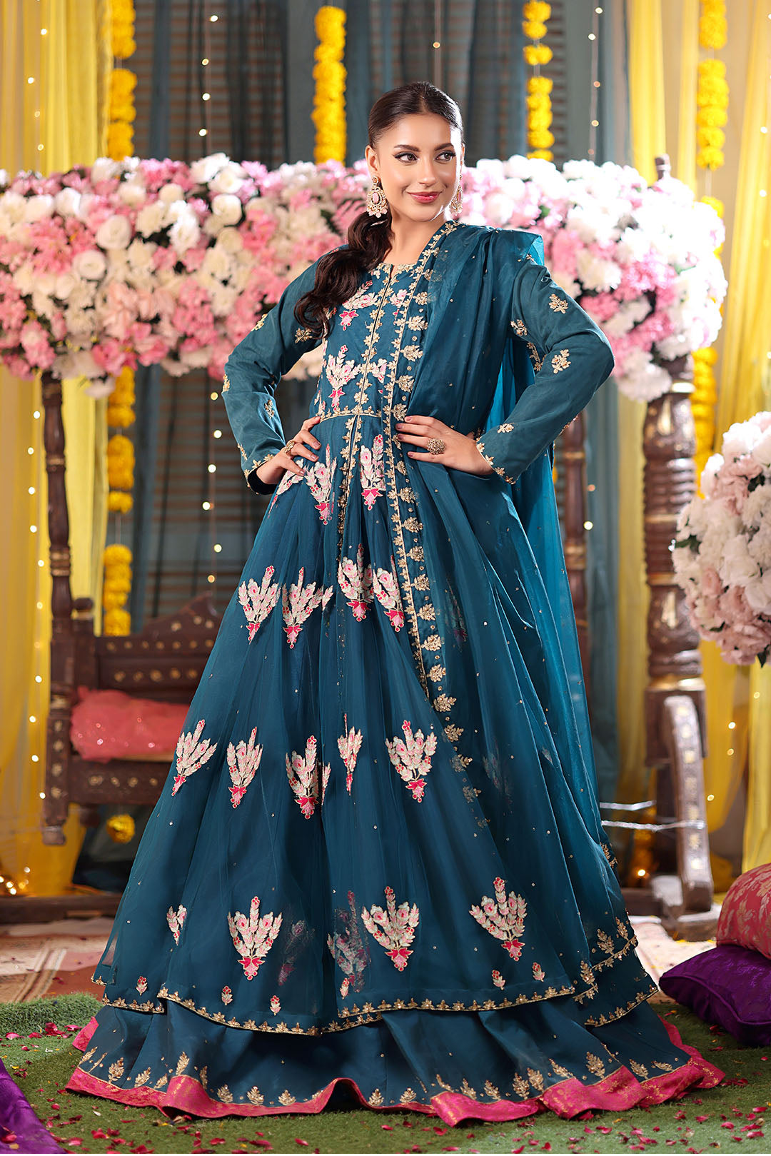 Aari Embroidered Raw Silk Maxi | SHENDI | L202405