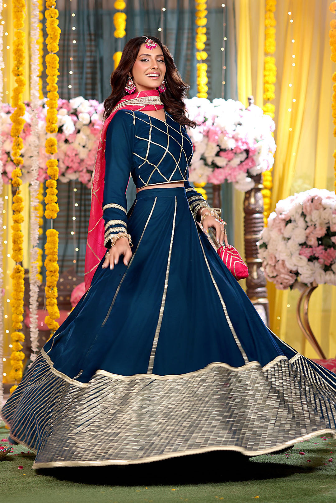 Gotta Work Velvet Lehenga Choli | SHENDI | L123278