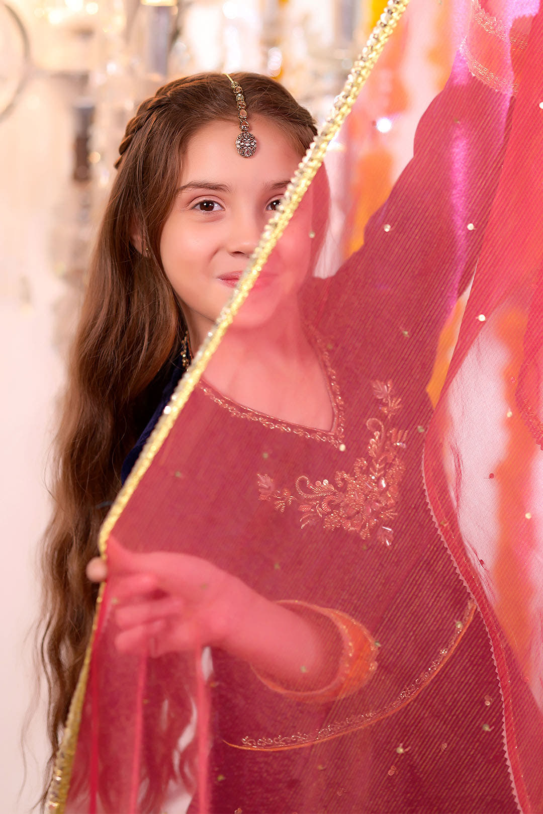 SANA'S red embroidered velvet maxi dress Pakistan occasion wear