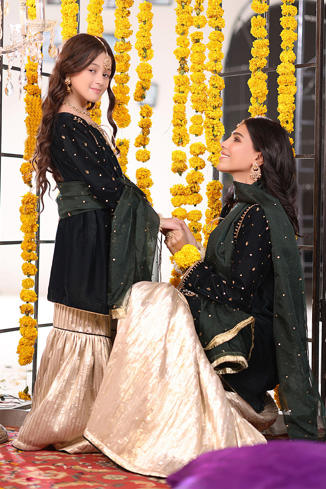 SANA'S red embroidered velvet gharara suit Pakistan occasion wear